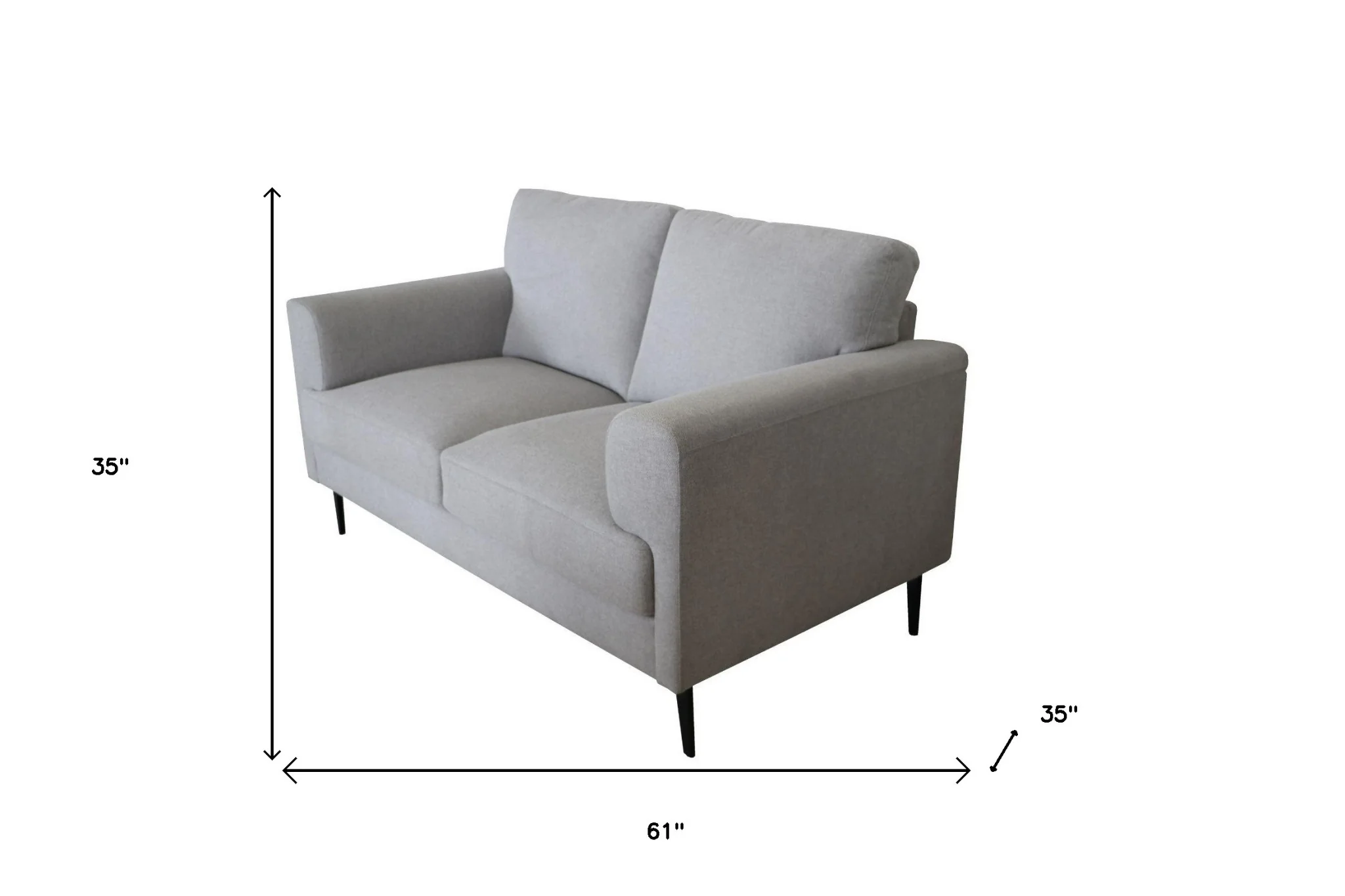 61" Light Gray 100% Linen And Black Love Seat By Homeroots - Image 5