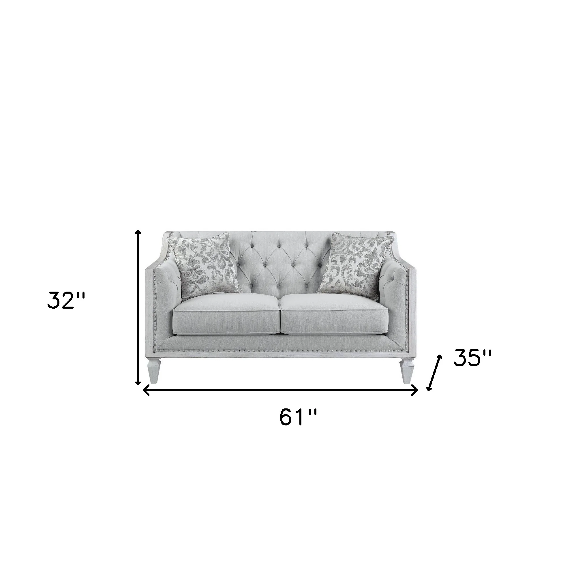 61" Light Gray And Off White Love Seat And Toss Pillows By Homeroots - Image 5