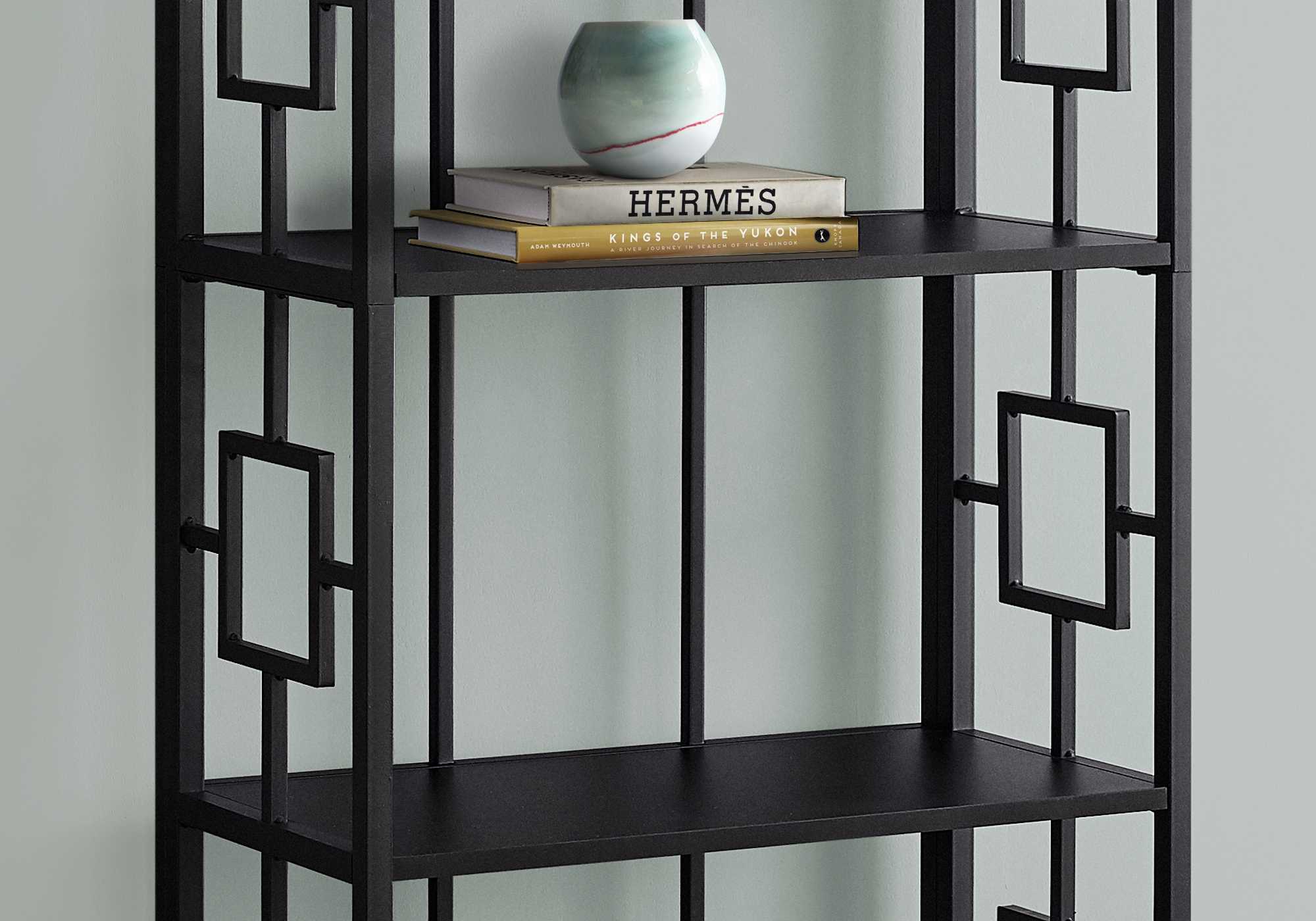62" 4 Tier Bookcase BlackwithBlack Metal Etagere By Homeroots - Image 3