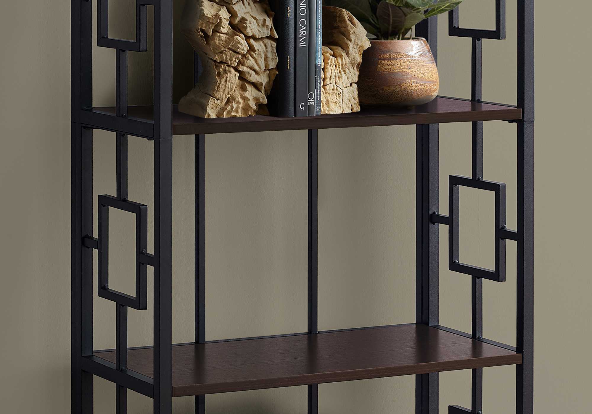 62" 4 Tier Bookcase BlackwithBlack Metal Etagere By Homeroots - Image 6