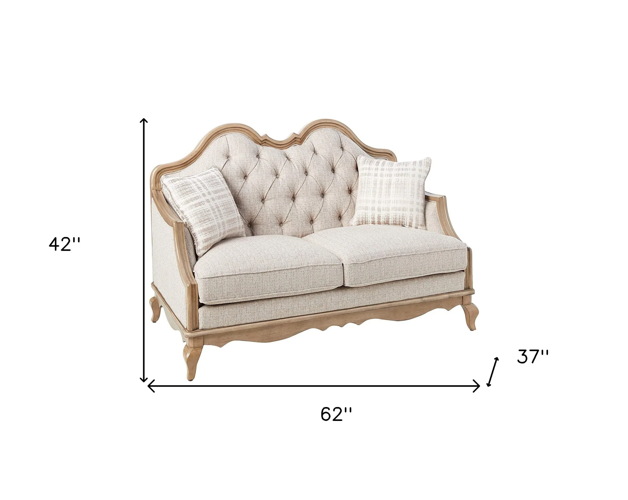 62" Beige And Brown Linen Love Seat And Toss Pillows By Homeroots - Image 5