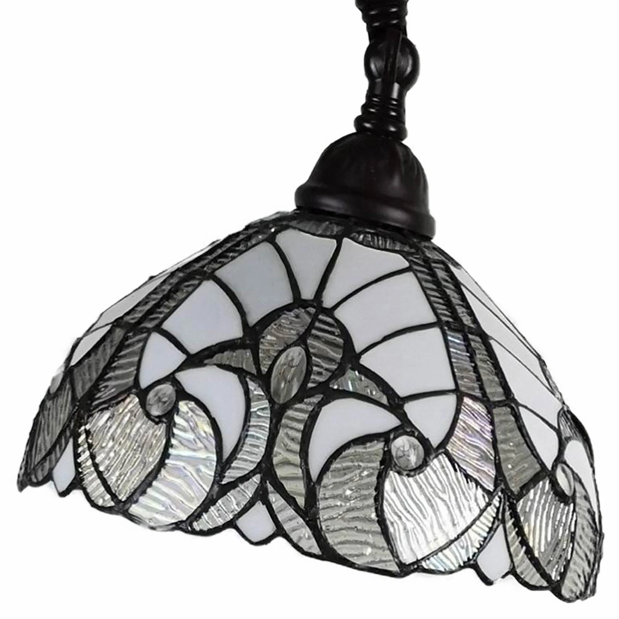 62" Brown Traditional Shaped Floor Lamp With White Stained Glass Bowl Shade By Homeroots - Image 7