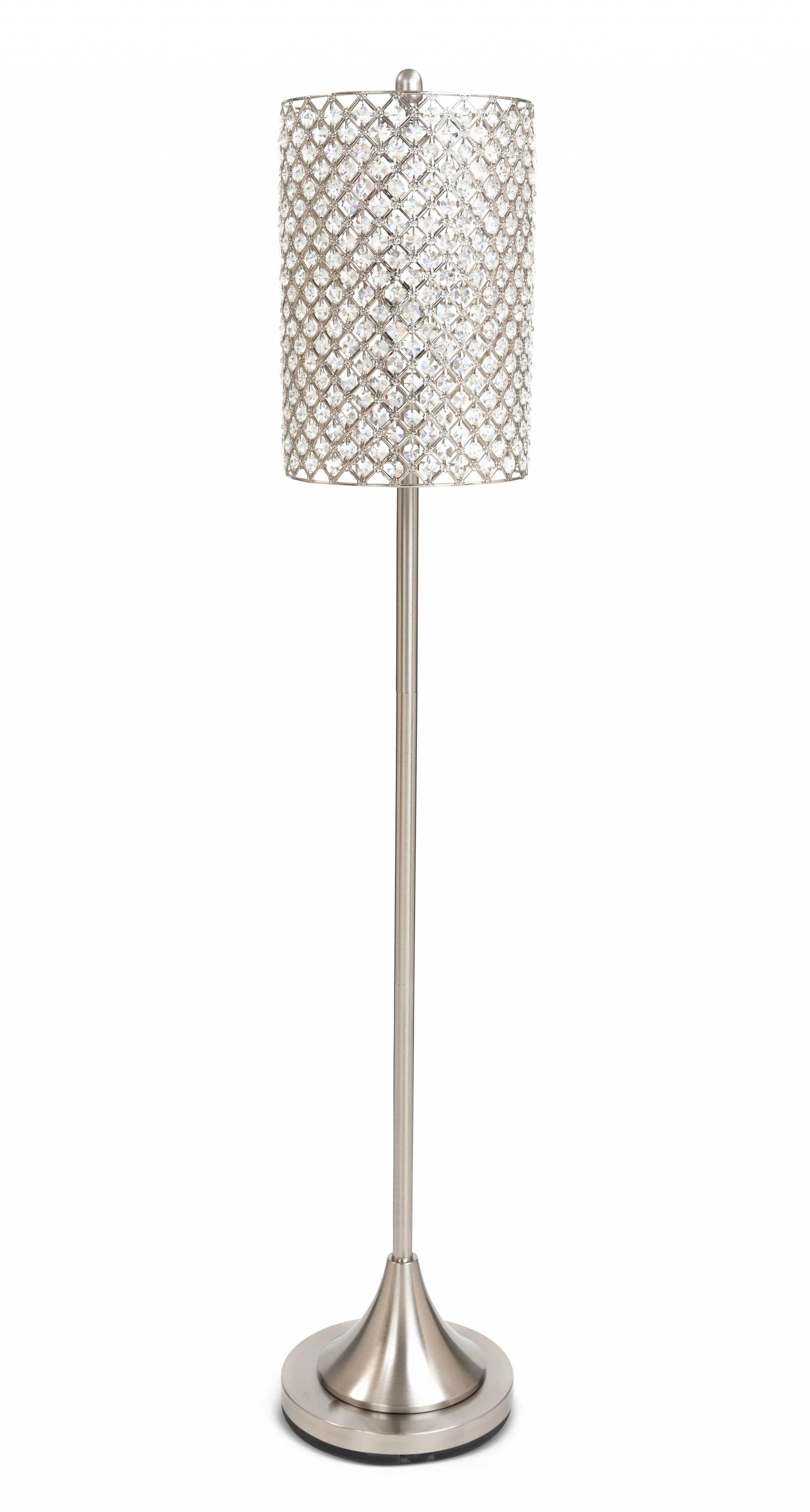 62" Drum Shade Crystal Bead Metal Floor Lamp By Homeroots - Image 2