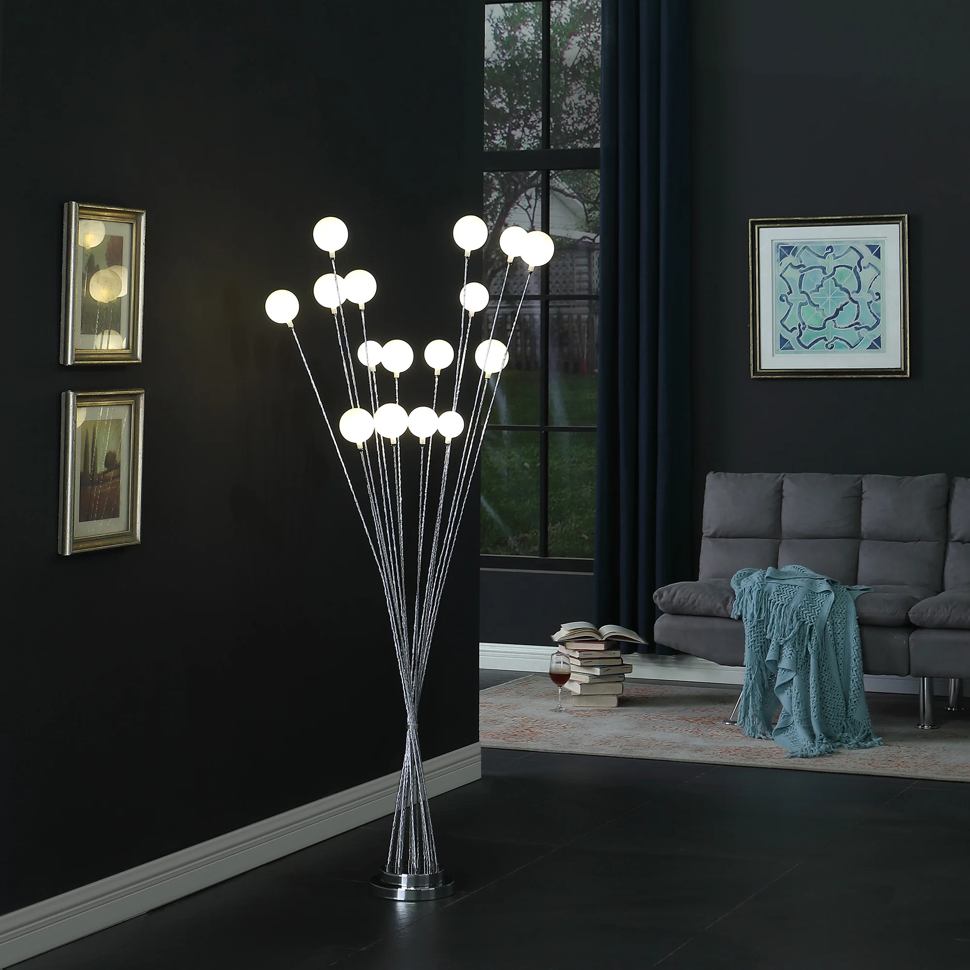 62" Golden Chrome Contemporary Multi Light LED Floor Lamp By Homeroots - Image 10