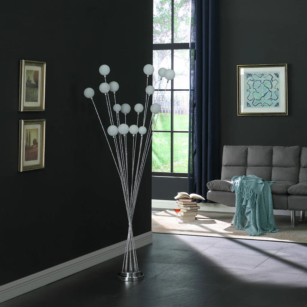 62" Golden Chrome Contemporary Multi Light LED Floor Lamp By Homeroots - Image 11