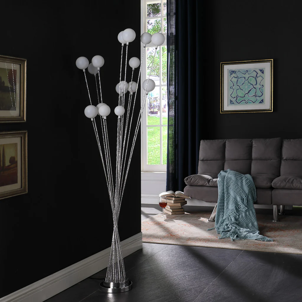 62" Golden Chrome Contemporary Multi Light LED Floor Lamp By Homeroots - Image 12