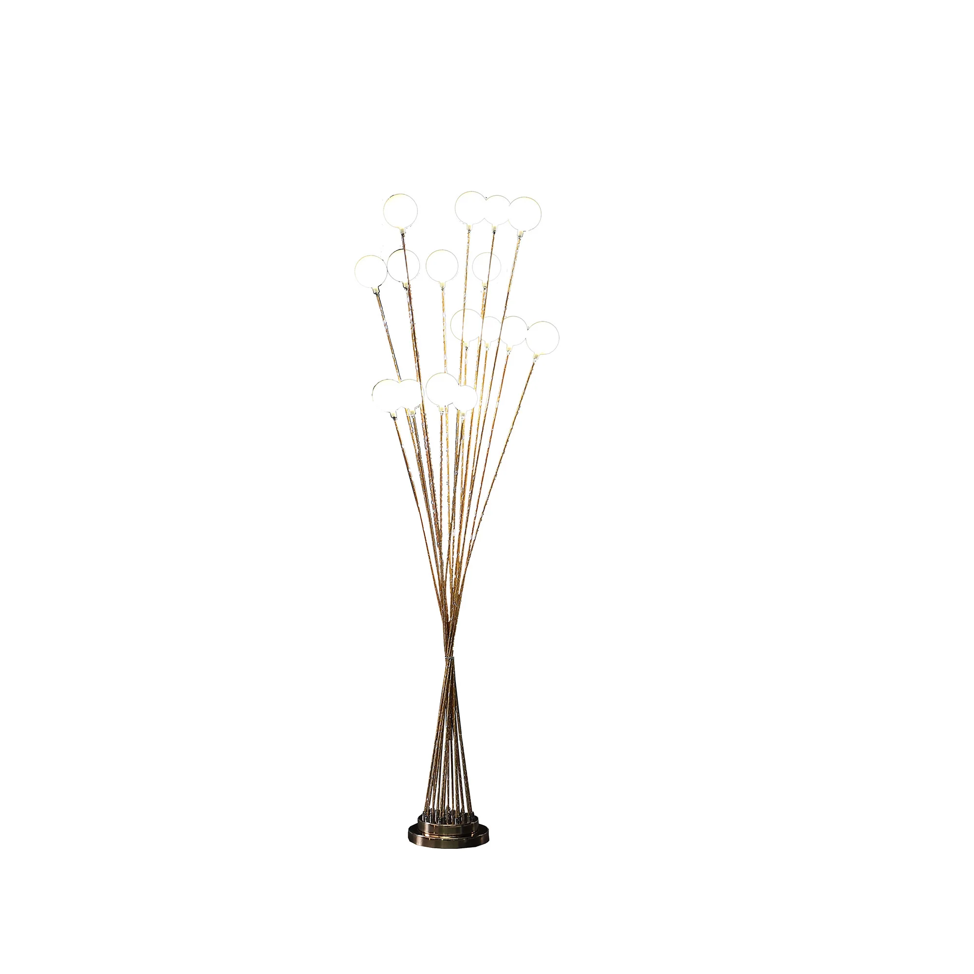 62" Golden Chrome Contemporary Multi Light LED Floor Lamp By Homeroots - Image 3