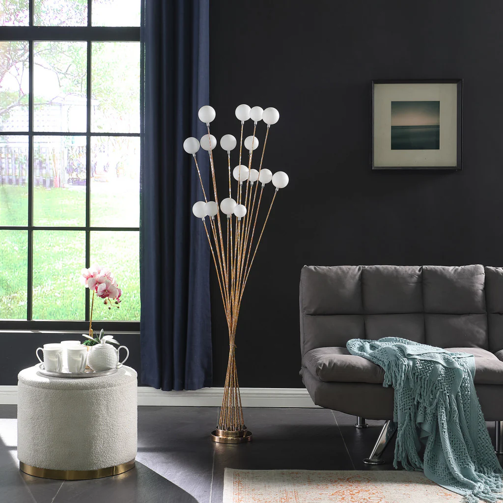 62" Golden Chrome Contemporary Multi Light LED Floor Lamp By Homeroots - Image 5