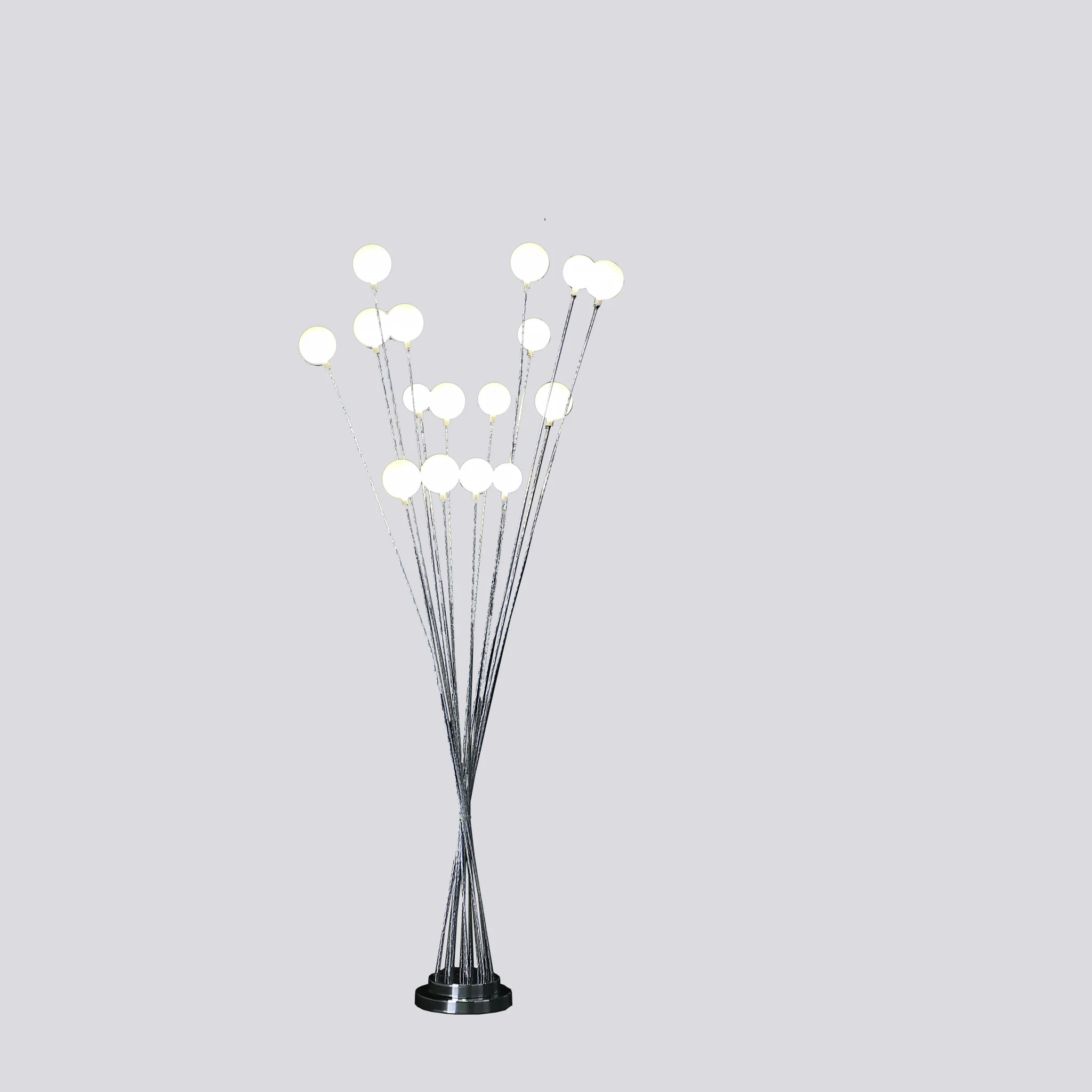 62" Golden Chrome Contemporary Multi Light LED Floor Lamp By Homeroots - Image 9