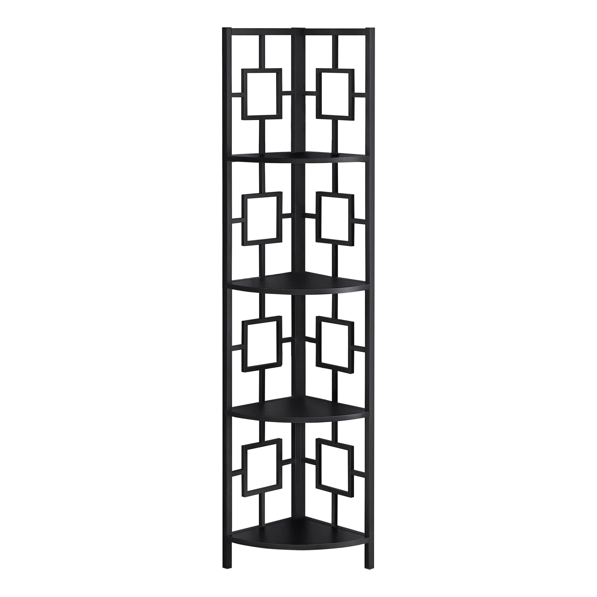 62" Metal Corner Black Bookcase with 4 shelves By Homeroots - Image 2