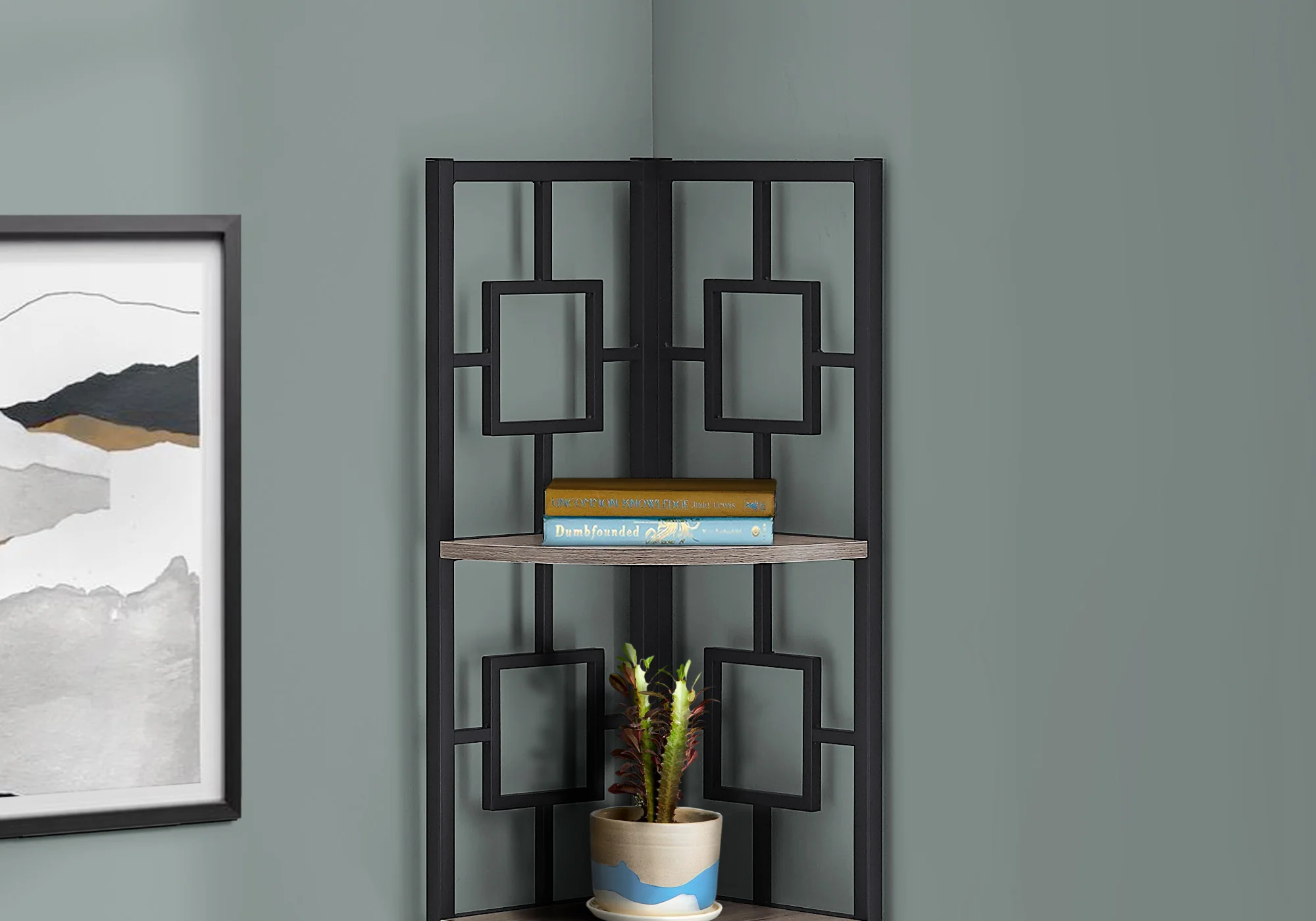 62" Metal Corner Black Bookcase with 4 shelves By Homeroots - Image 6