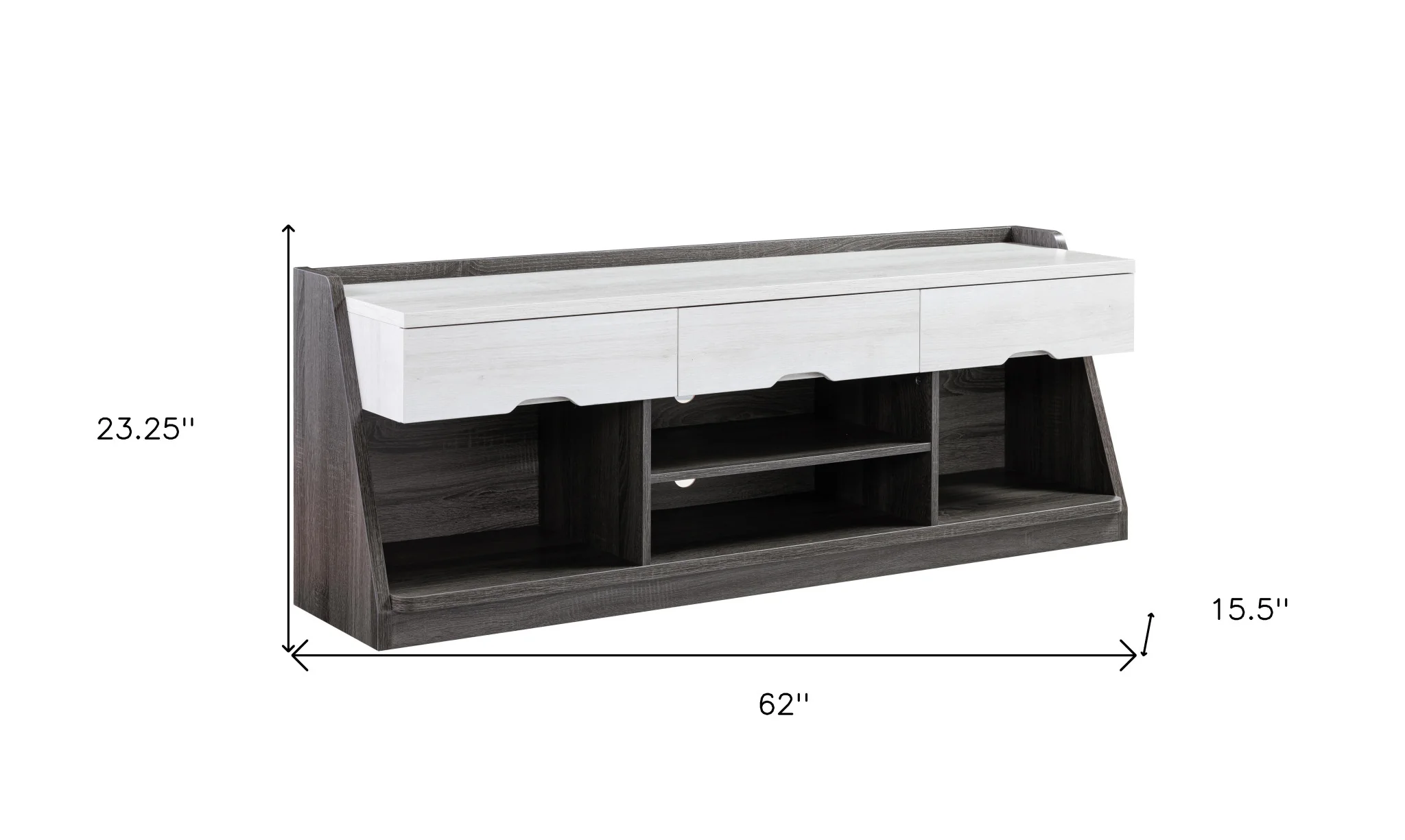 62" White Oak & Distressed Grey Particle Board Cabinetenclosed Storage TV Stand By Homeroots - Image 6