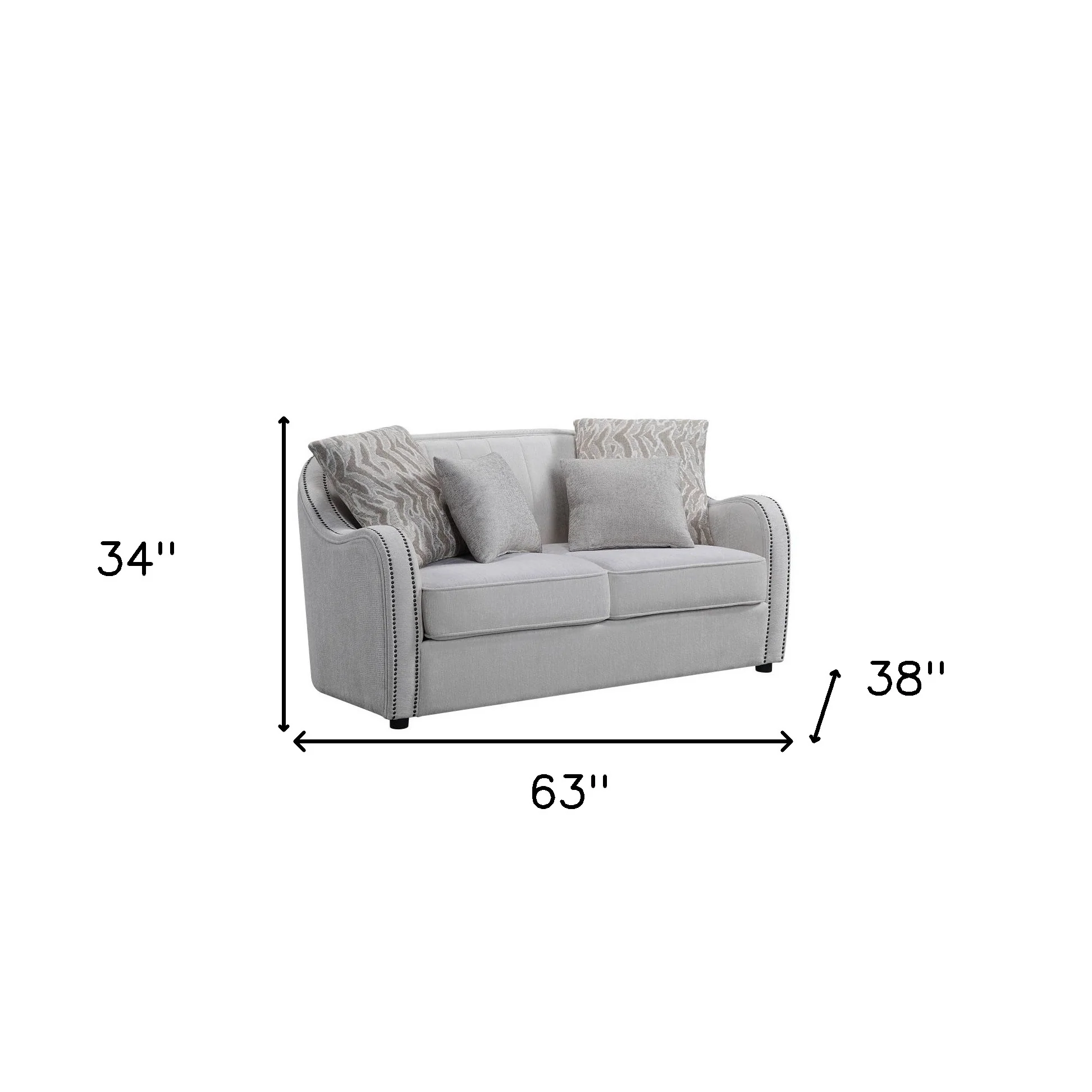 63" Beige And Black Linen Curved Love Seat And Toss Pillows By Homeroots - Image 5
