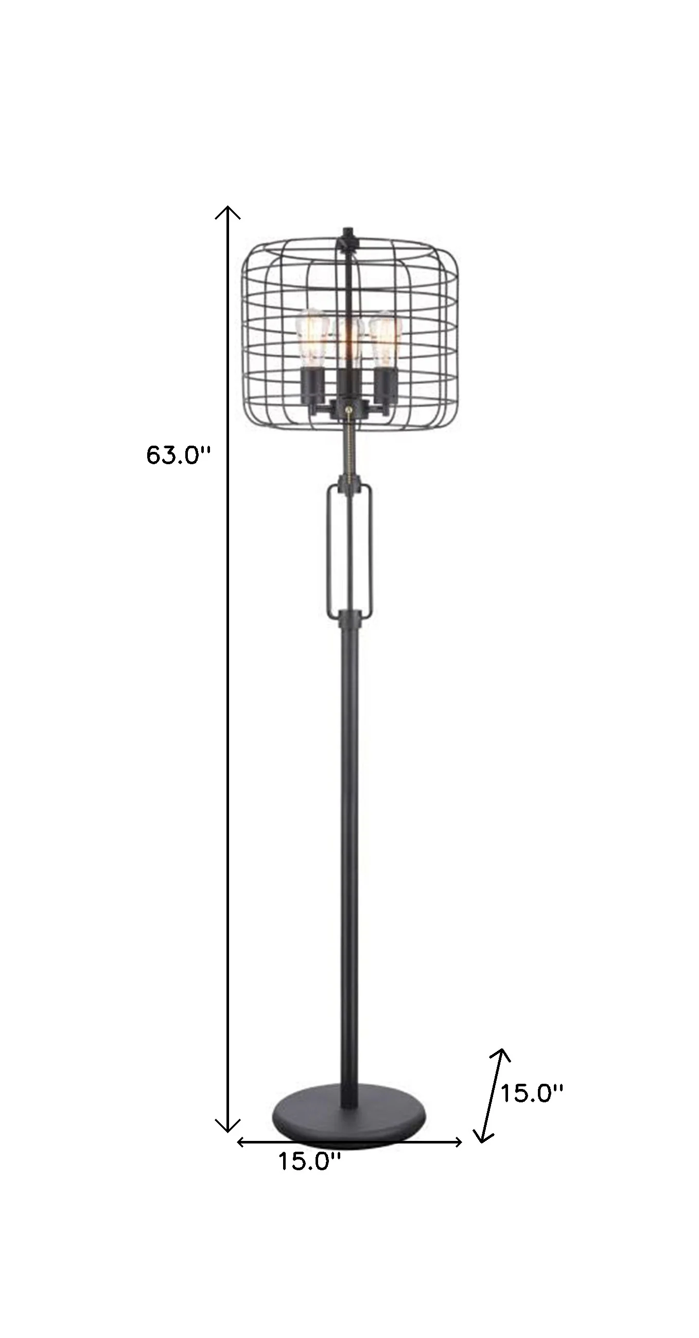 63" Black Three Lights Novelty Floor Lamp With Black Novelty Shade By Homeroots - Image 4