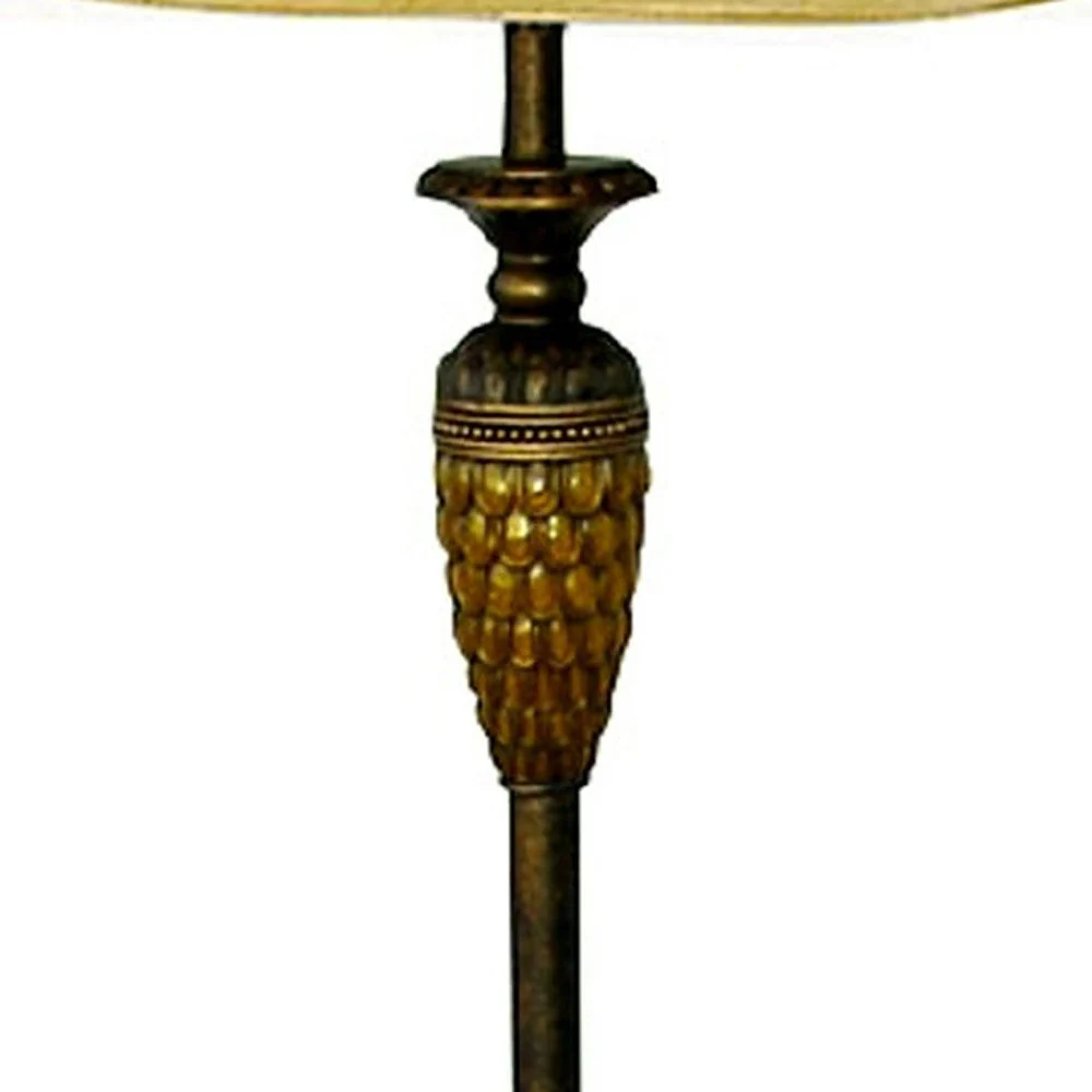 63" Brown And Gold Traditional Floor Lamp With Gold Bell Shade By Homeroots - Image 4