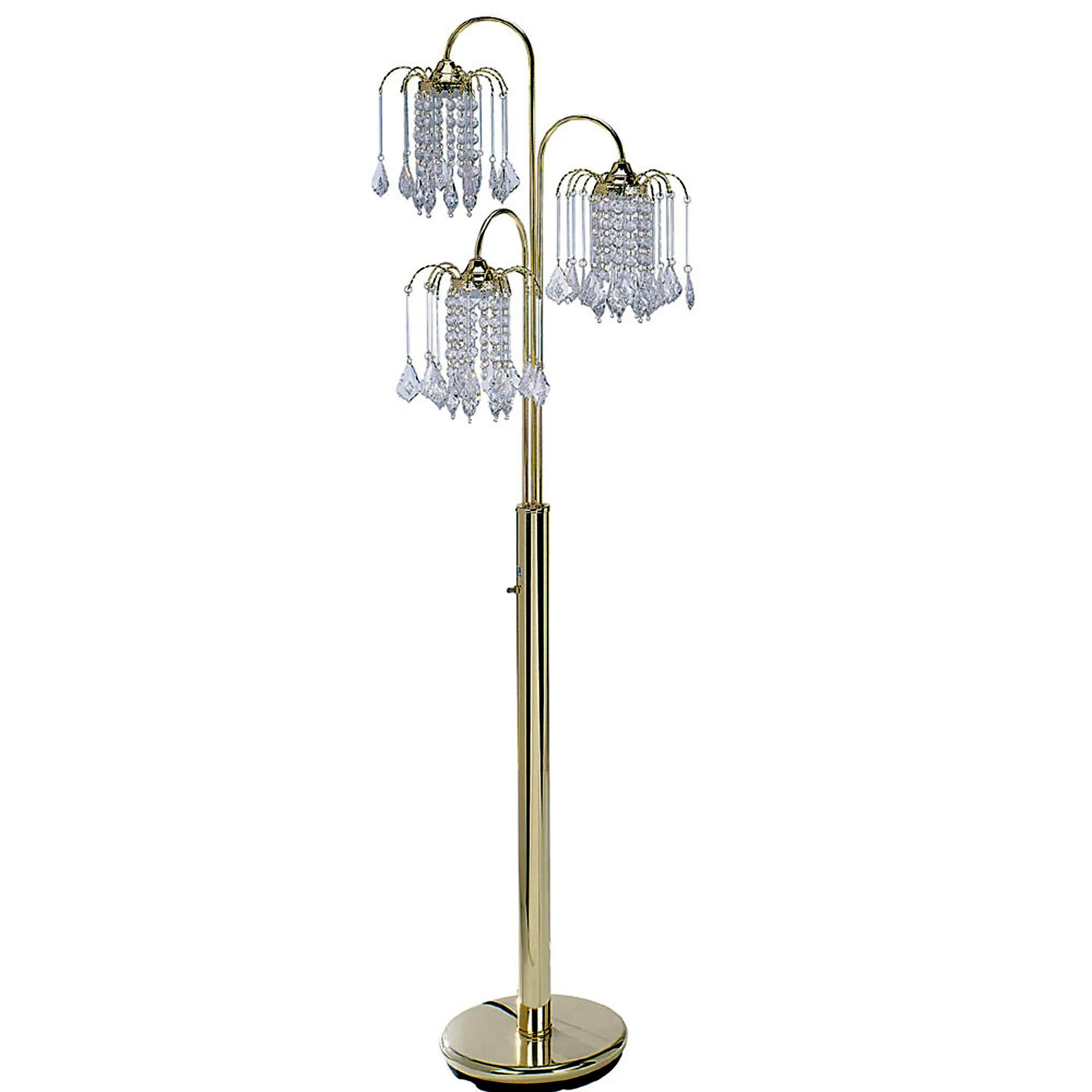 63" Gold Three Lights Candelabra Floor Lamp With Clear Faux Crystal Shades By Homeroots - Image 2