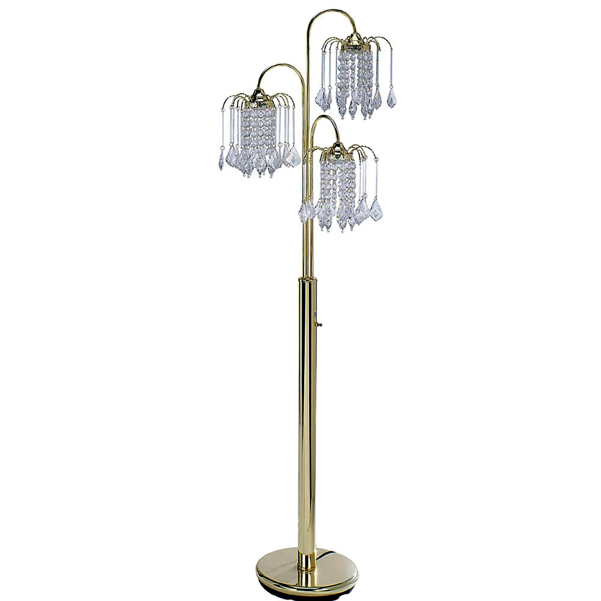 63" Gold Three Lights Candelabra Floor Lamp With Clear Faux Crystal Shades By Homeroots - Image 3