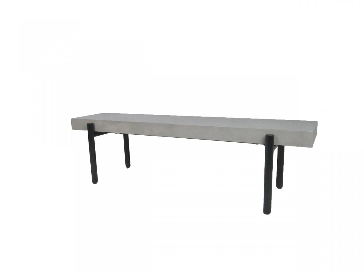 63" Gray And Black Concrete Dining bench By Homeroots - Image 2