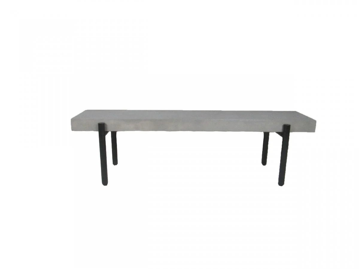 63" Gray And Black Concrete Dining bench By Homeroots - Image 3