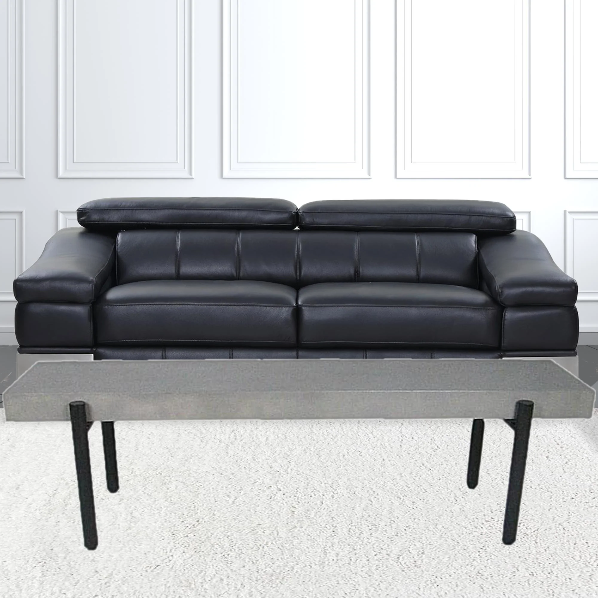 63" Gray And Black Concrete Dining bench By Homeroots - Image 5