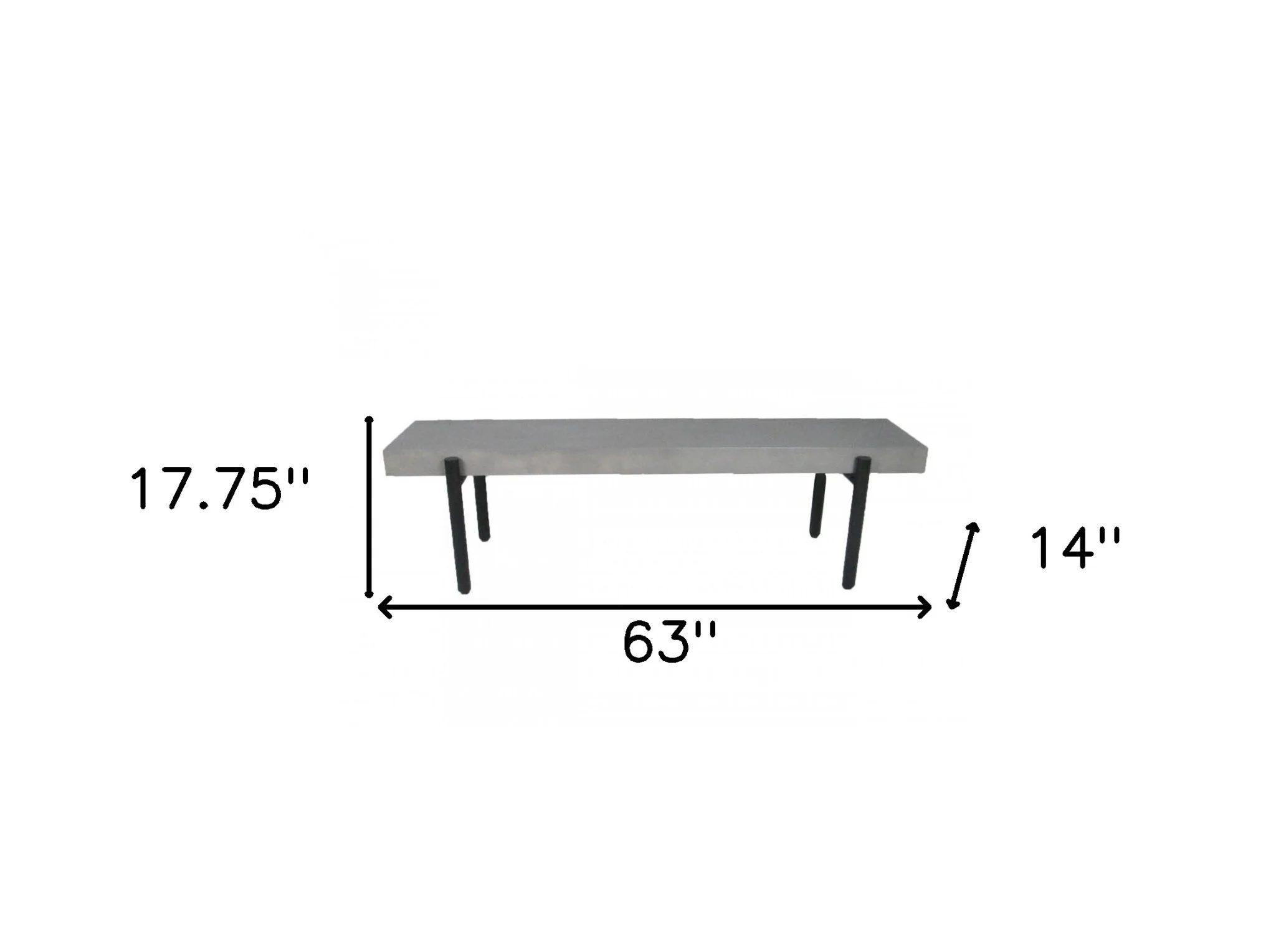 63" Gray And Black Concrete Dining bench By Homeroots - Image 8