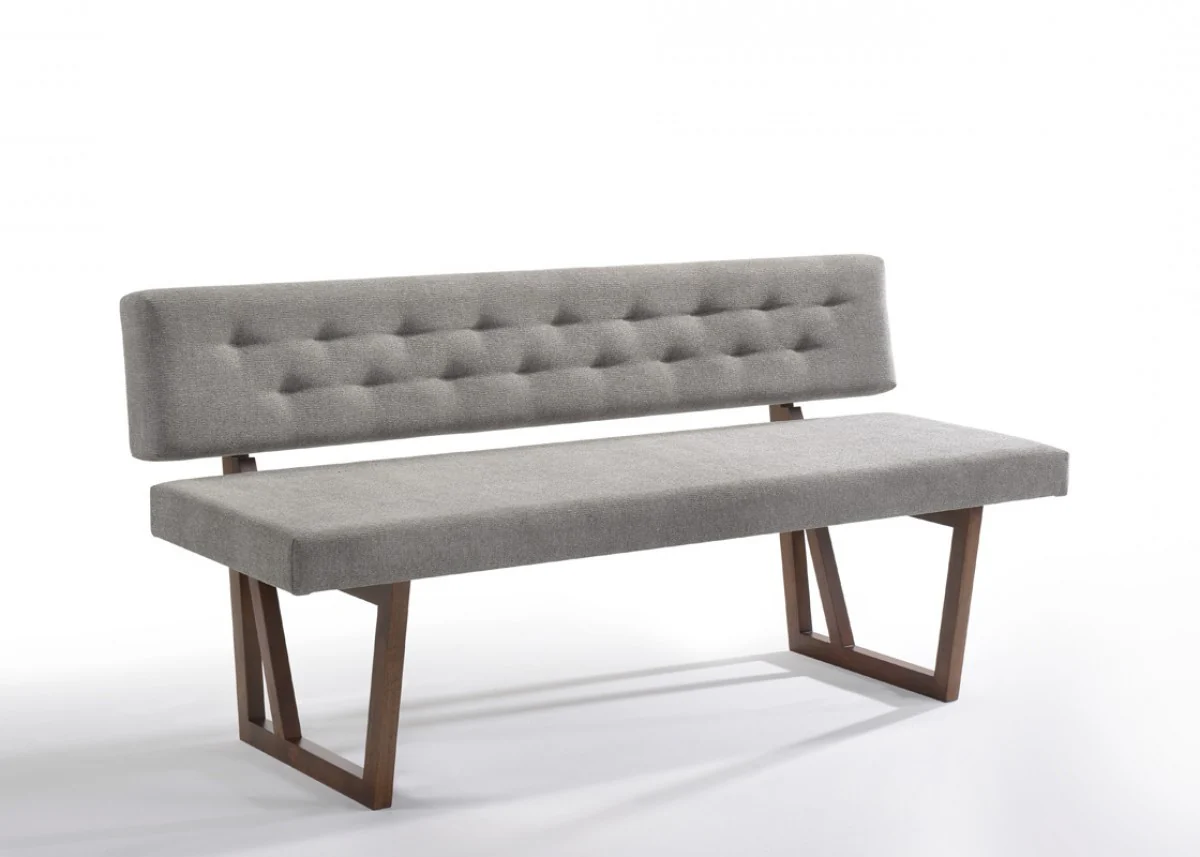 63" Gray And Brown Upholstered Linen Blend Dining bench By Homeroots - Image 2