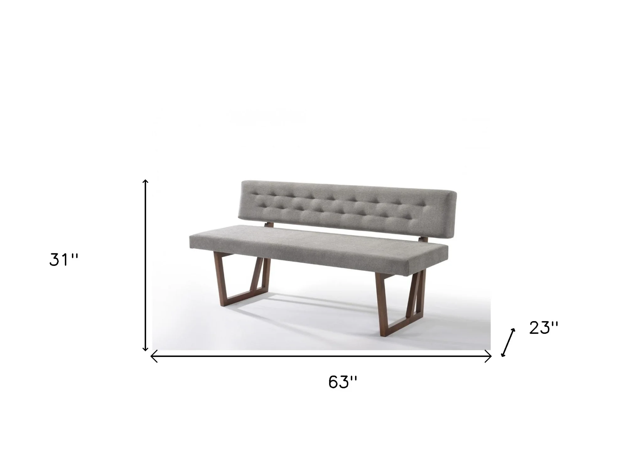63" Gray And Brown Upholstered Linen Blend Dining bench By Homeroots - Image 5