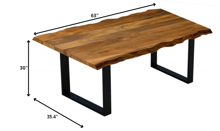 63" Modern Rustic Real Wood Live Edge Dining Table By Homeroots - Image 2