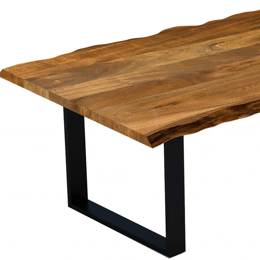 63" Modern Rustic Real Wood Live Edge Dining Table By Homeroots - Image 4