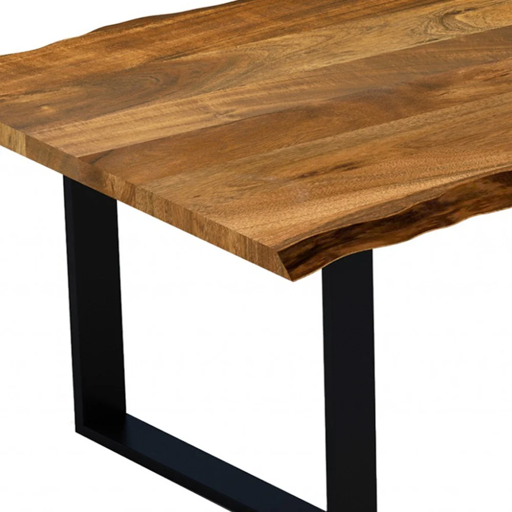 63" Modern Rustic Real Wood Live Edge Dining Table By Homeroots - Image 5