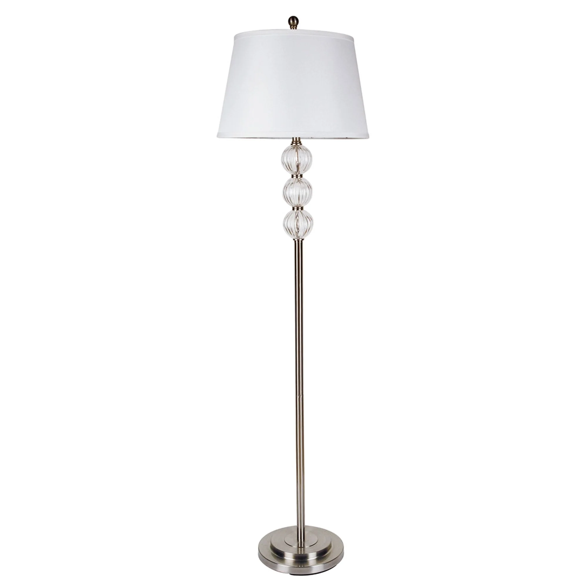 63" Nickel Traditional Shaped Floor Lamp With White Empire Shade By Homeroots - Image 2