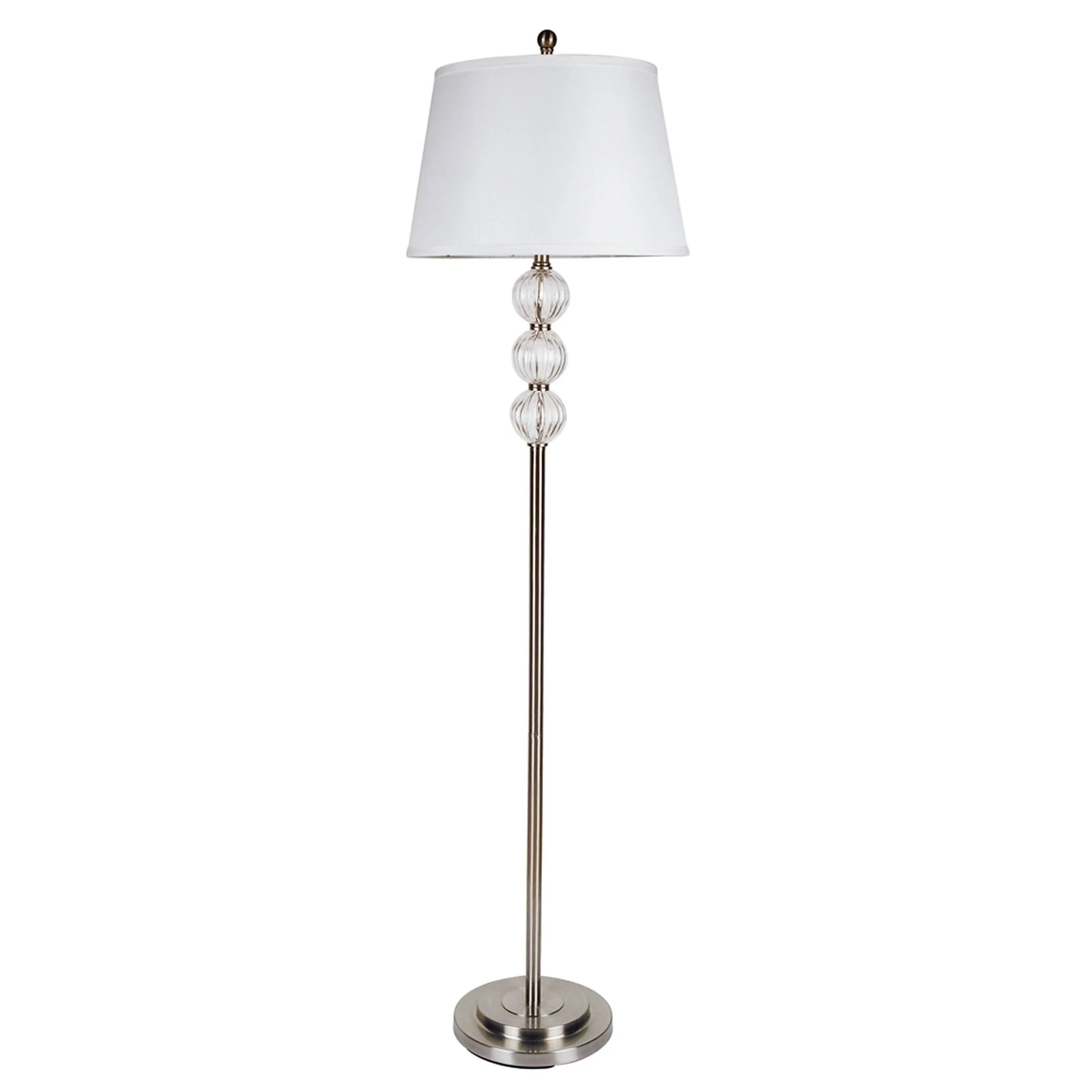 63" Nickel Traditional Shaped Floor Lamp With White Empire Shade By Homeroots - Image 3