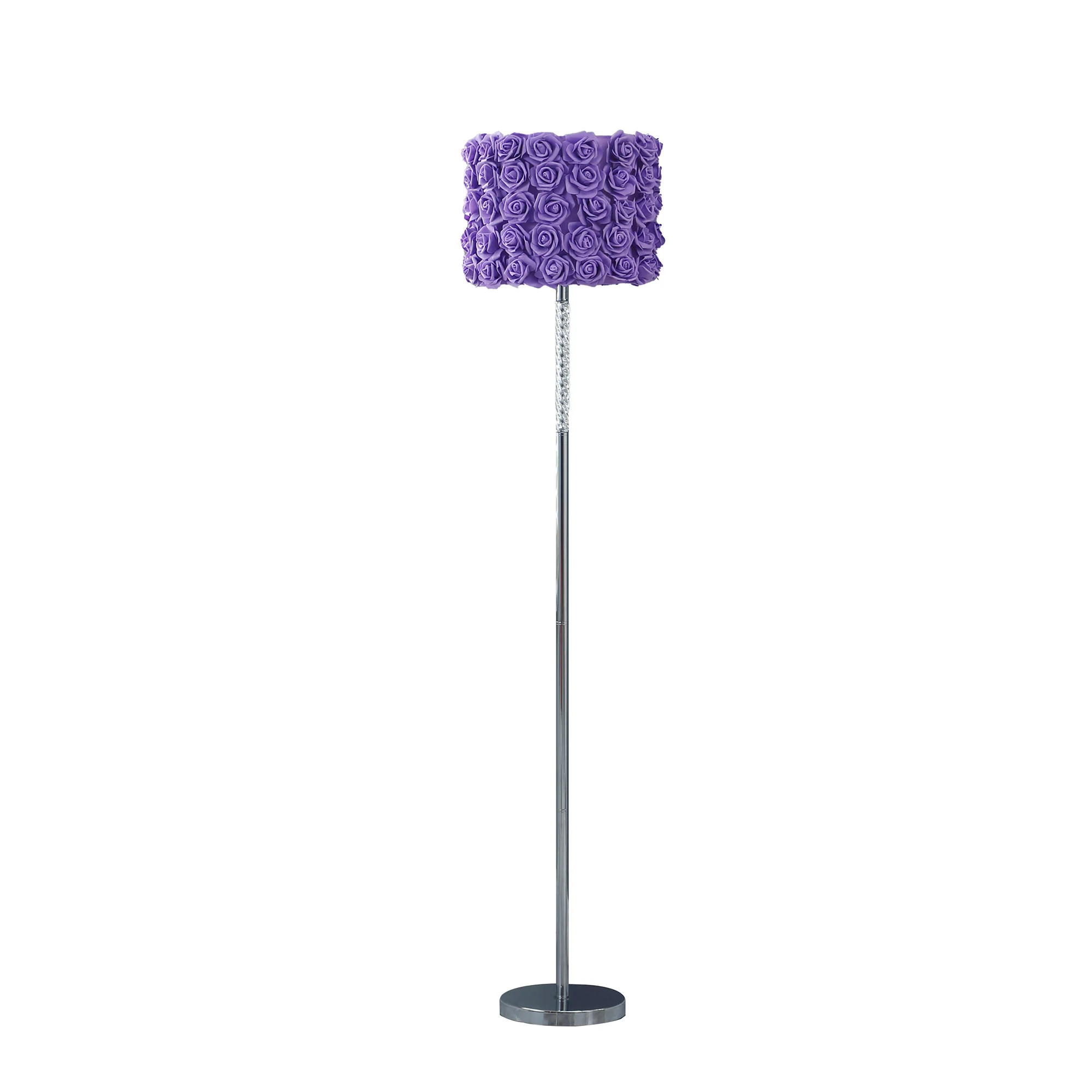 63" Steel Traditional Shaped Floor Lamp With Lavender Drum Shade By Homeroots - Image 2