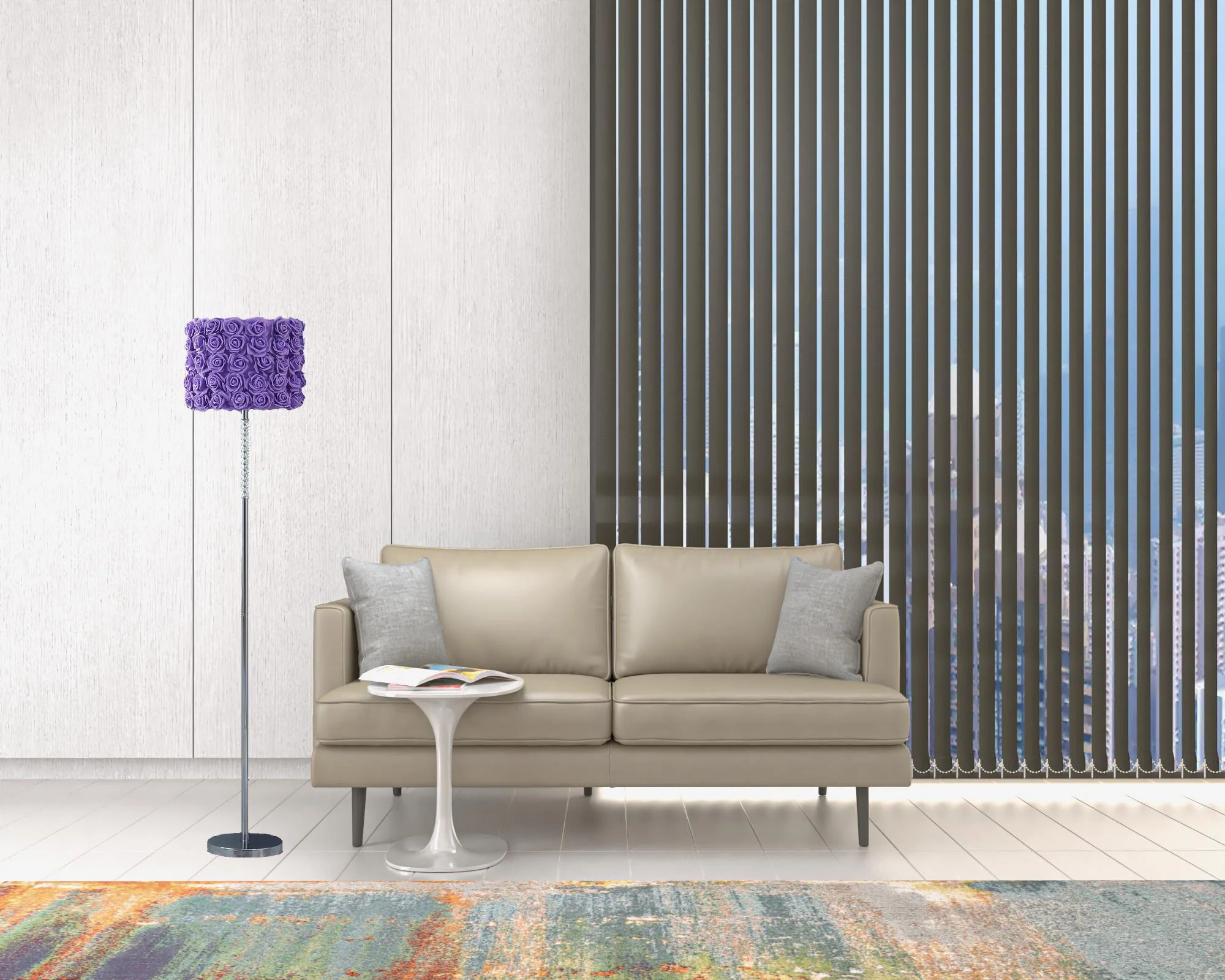63" Steel Traditional Shaped Floor Lamp With Lavender Drum Shade By Homeroots - Image 5