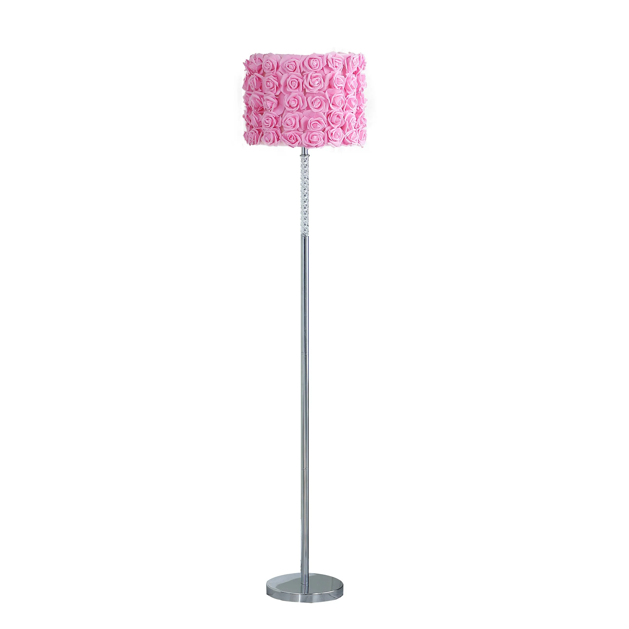 63" Steel Traditional Shaped Floor Lamp With Pink Drum Shade By Homeroots - Image 2