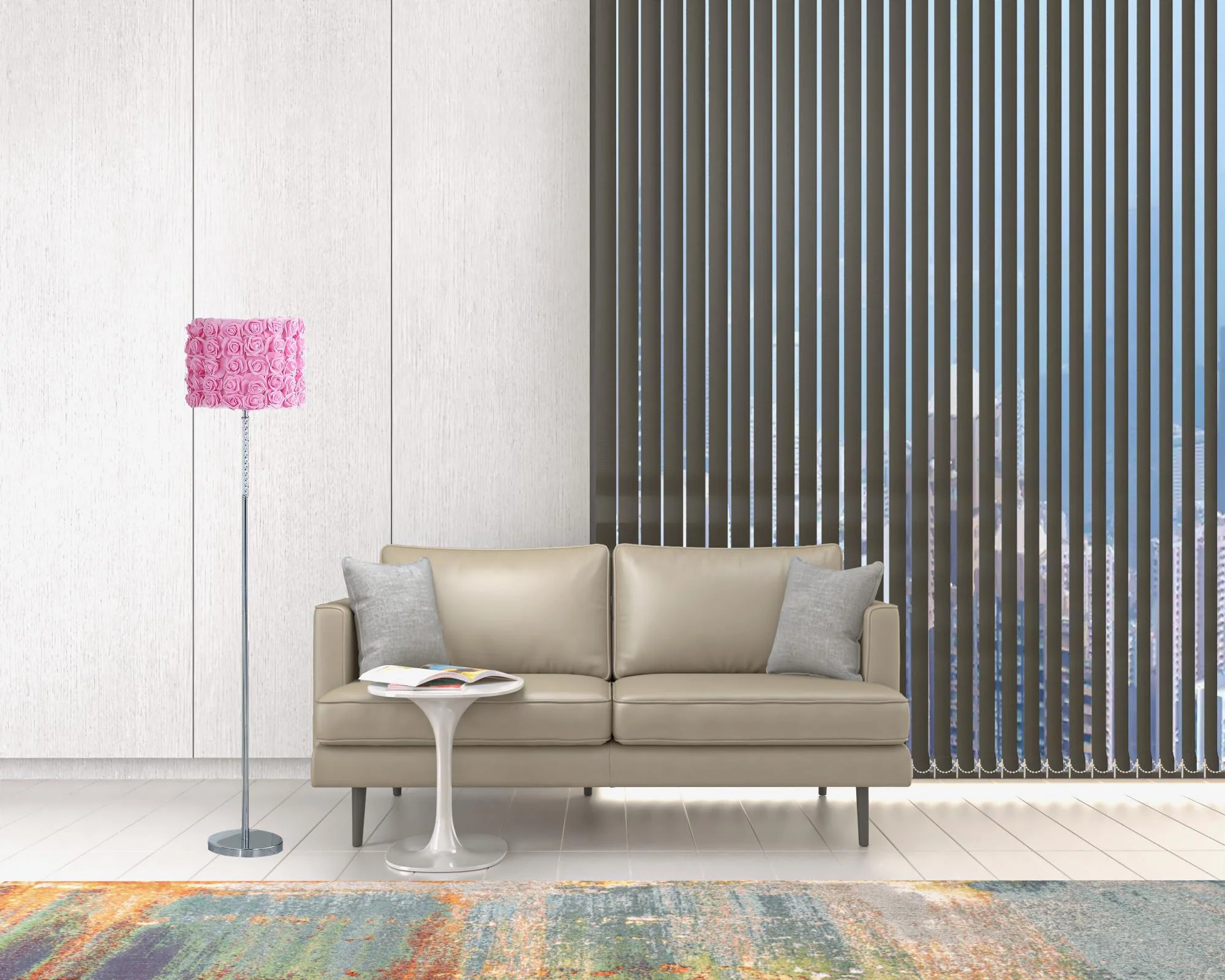 63" Steel Traditional Shaped Floor Lamp With Pink Drum Shade By Homeroots - Image 5