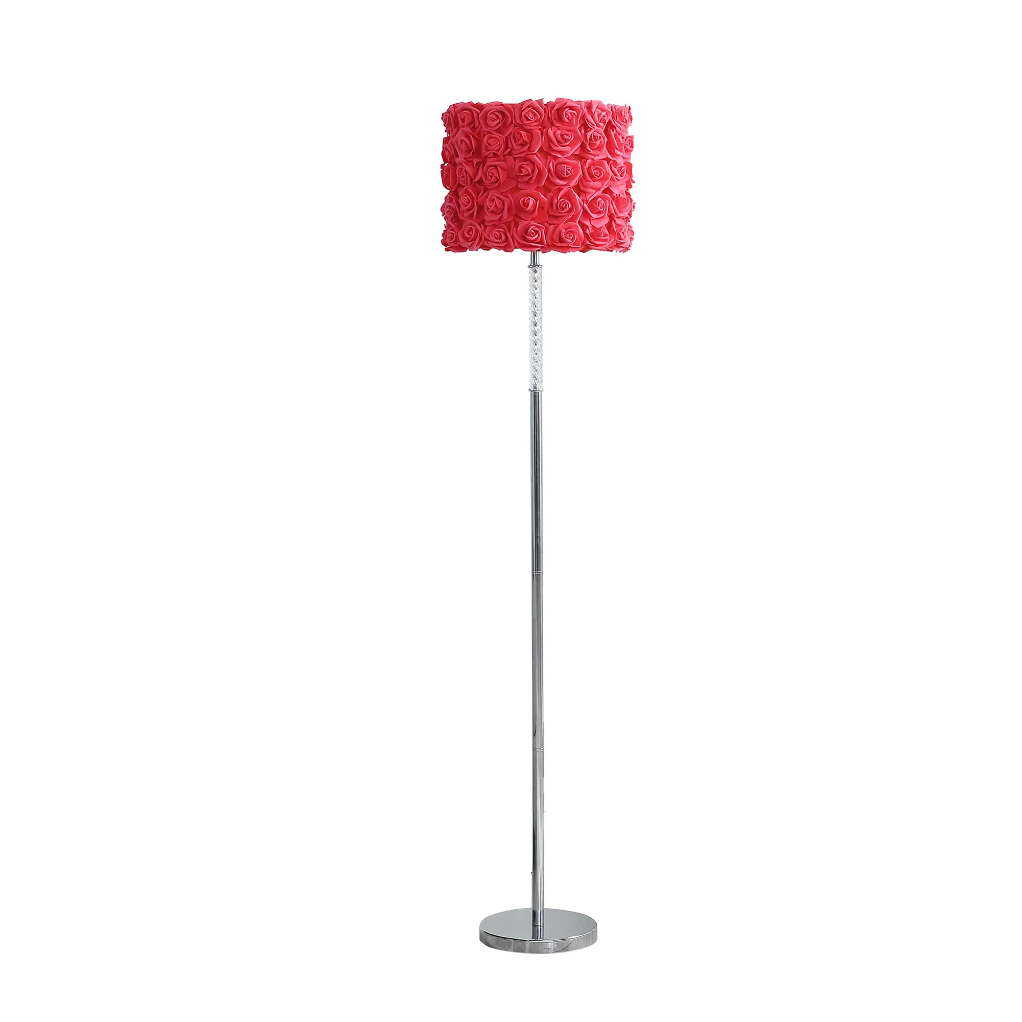 63" Steel Traditional Shaped Floor Lamp With Red Drum Shade By Homeroots - Image 2