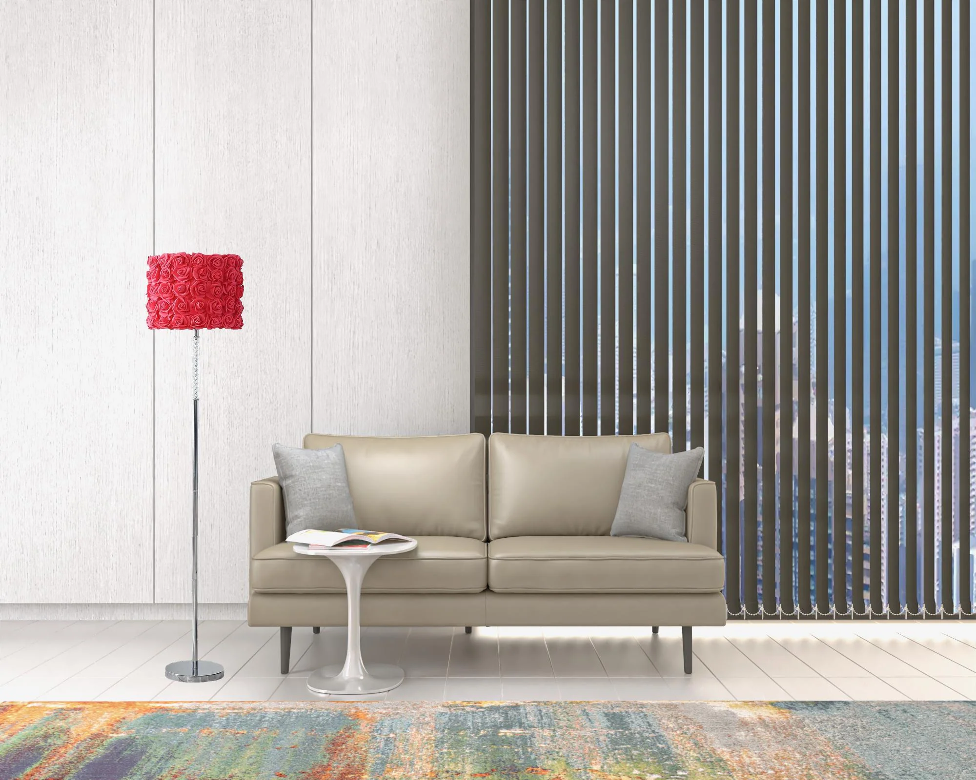 63" Steel Traditional Shaped Floor Lamp With Red Drum Shade By Homeroots - Image 5