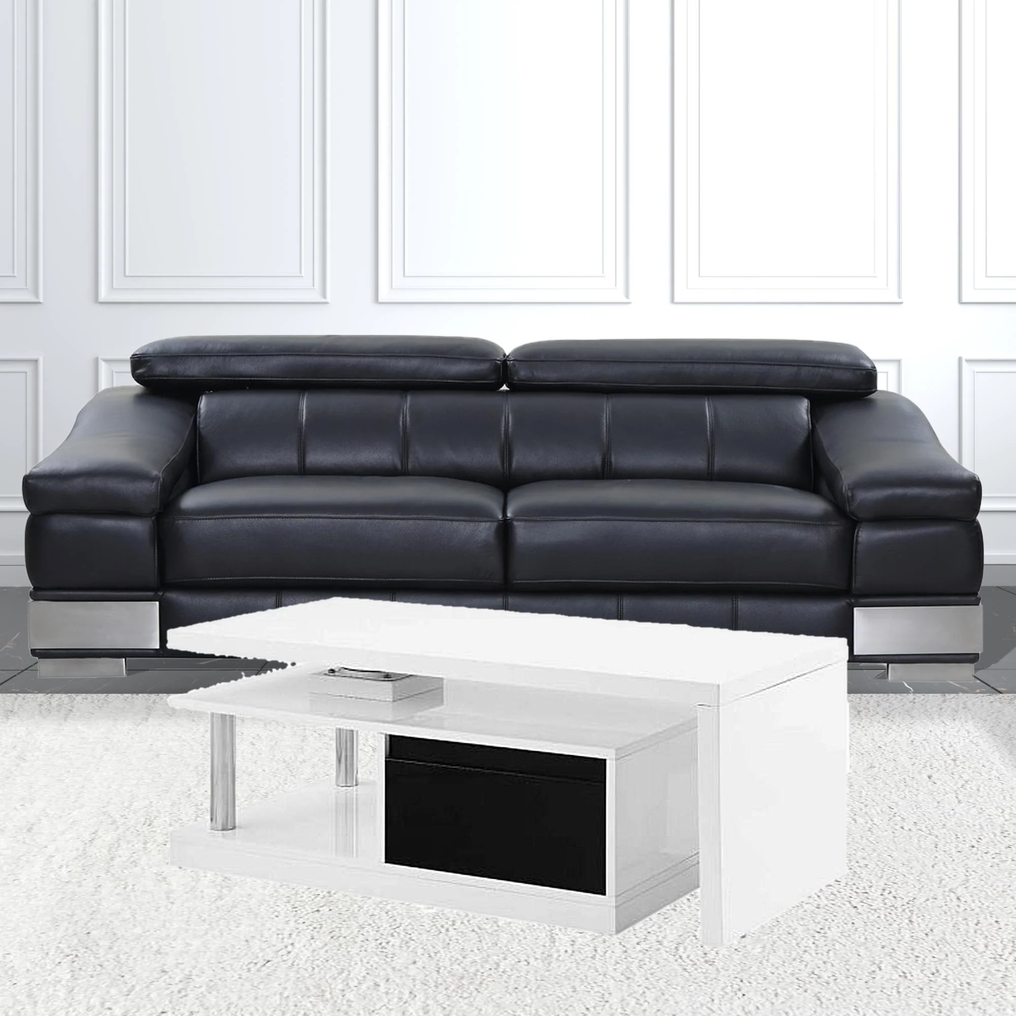 63" White Rectangular Coffee Table With Two Drawers And Shelf By Homeroots - Image 2