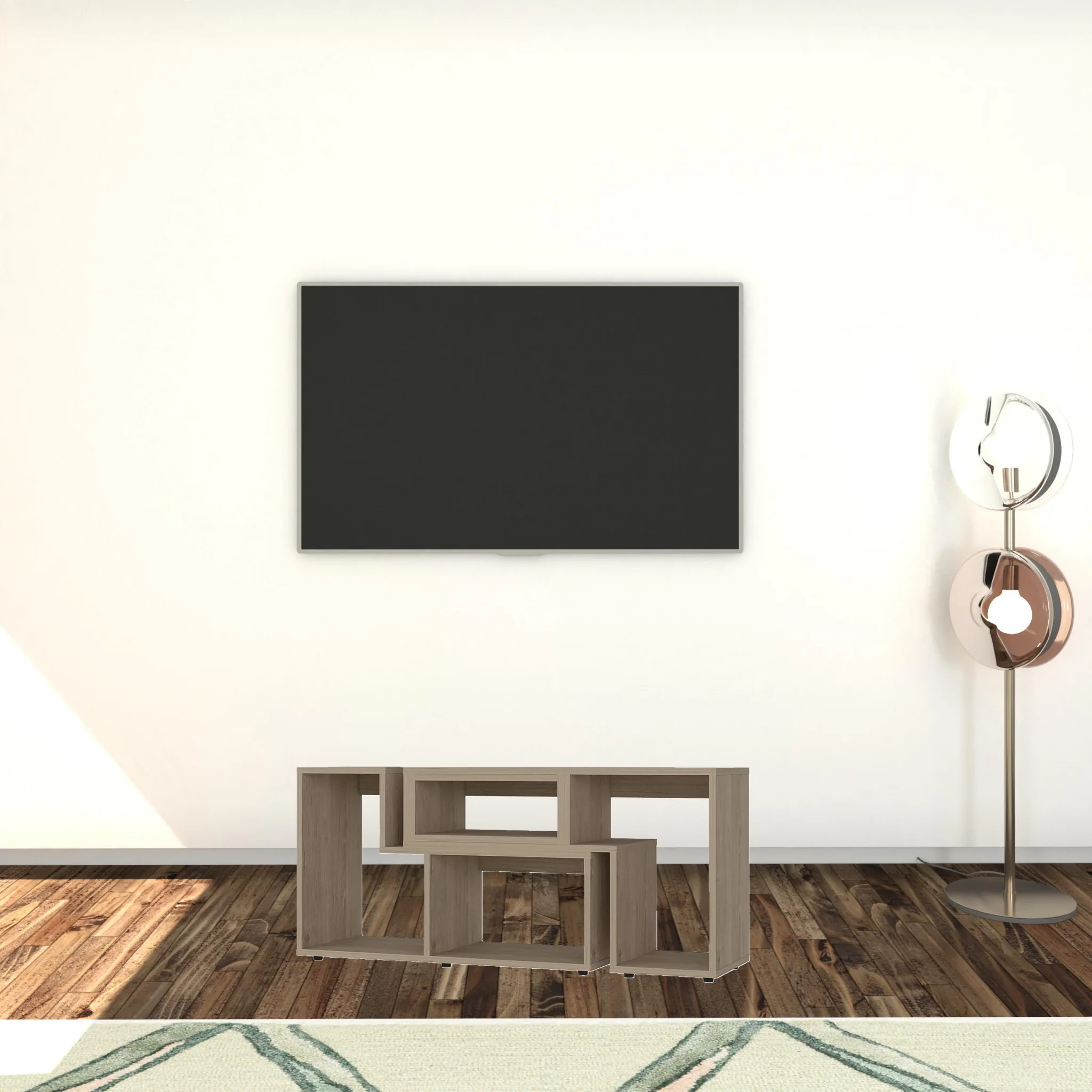 63" Wood Brown Particle Board Open Shelving TV Stand By Homeroots - Image 2