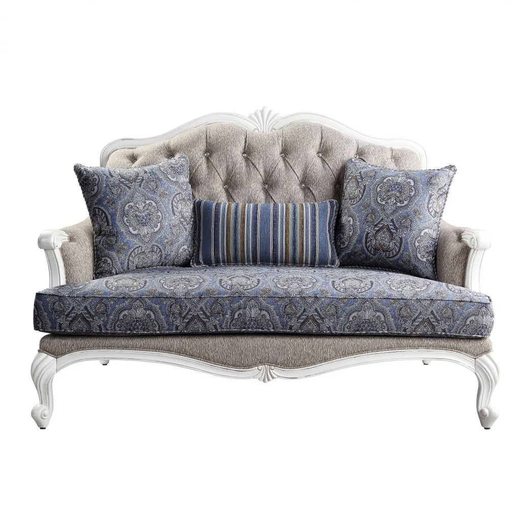 64" Beige 100% Linen And White Love Seat By Homeroots - Image 2