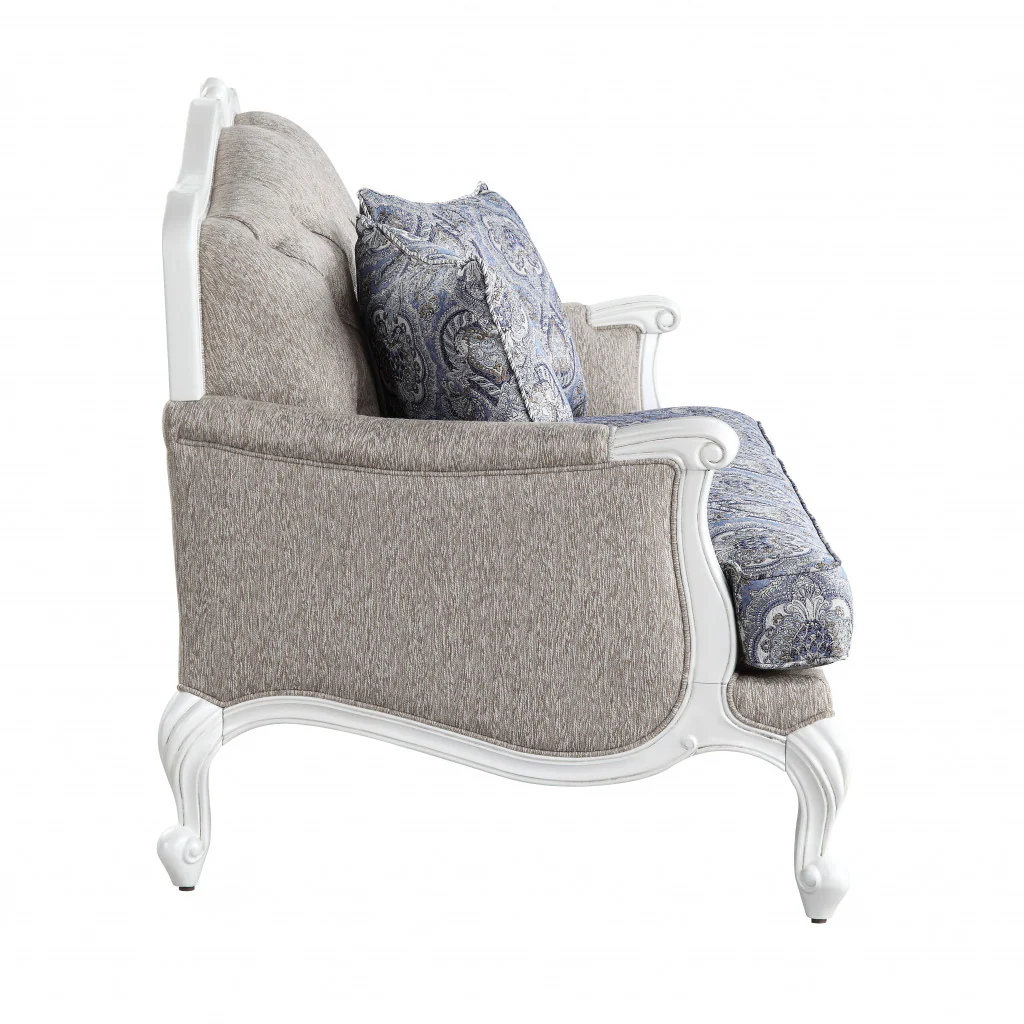64" Beige 100% Linen And White Love Seat By Homeroots - Image 3