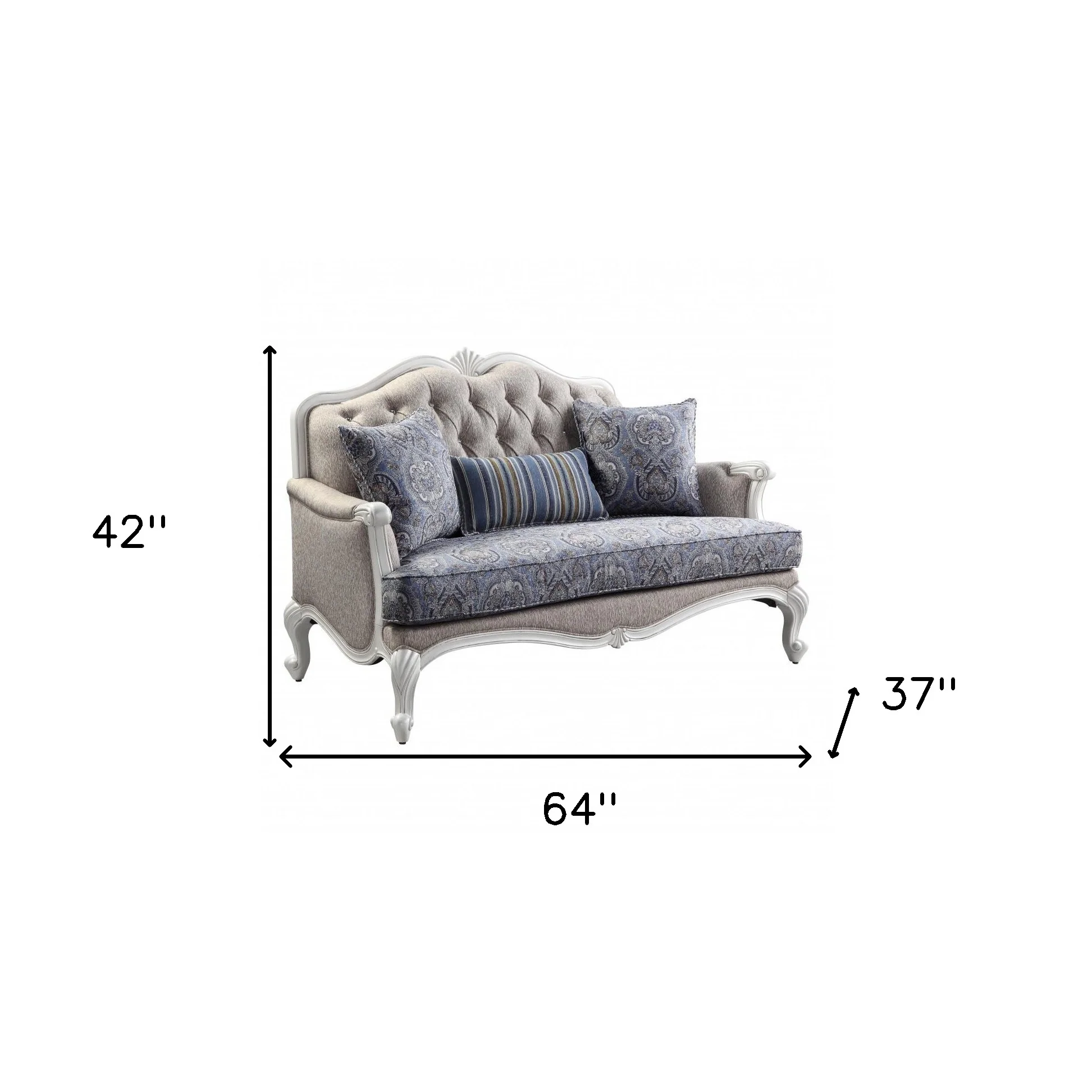 64" Beige 100% Linen And White Love Seat By Homeroots - Image 7