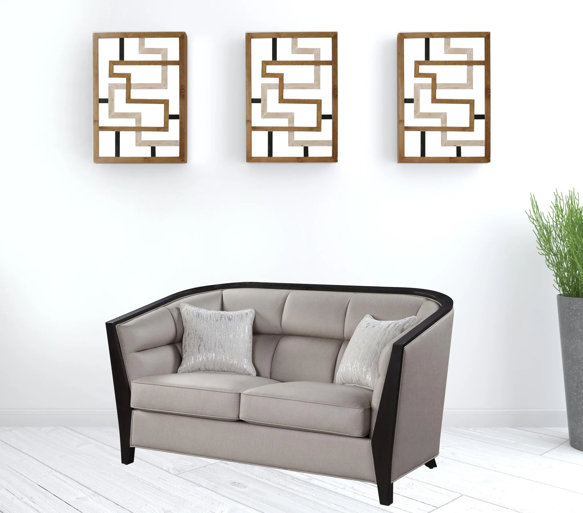 64" Beige Black Love Seat By Homeroots - Image 5