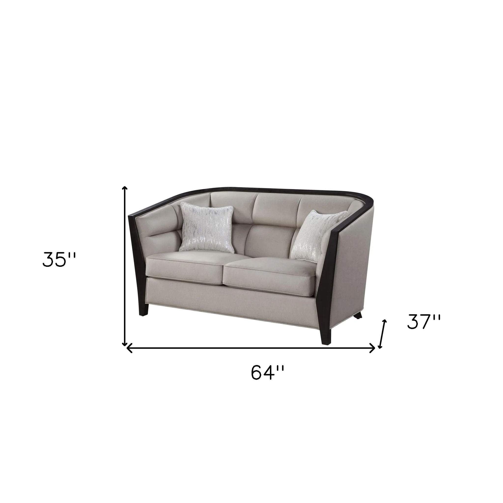 64" Beige Black Love Seat By Homeroots - Image 7