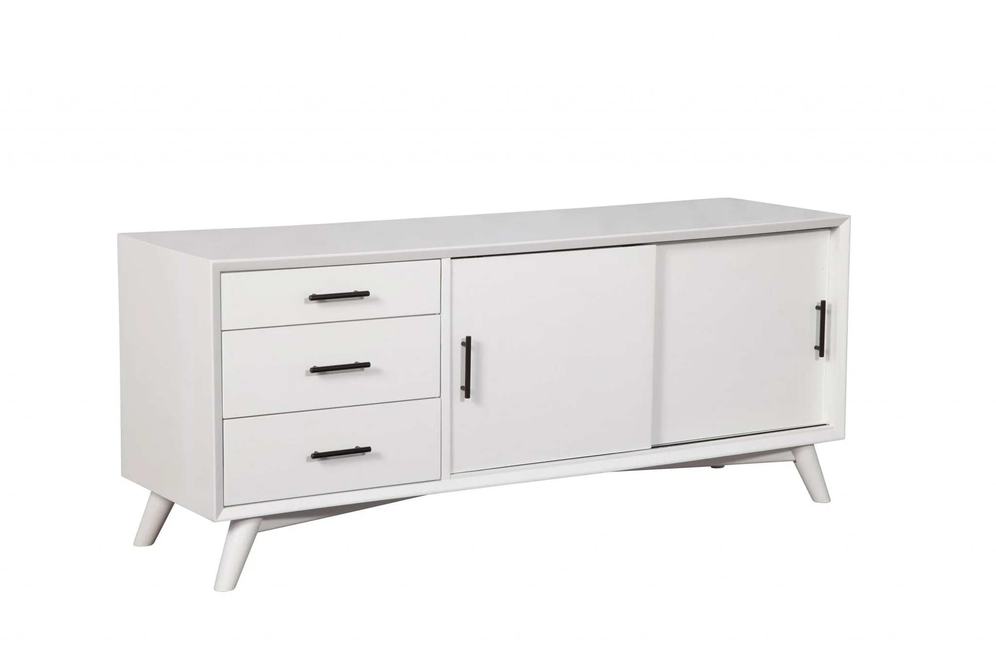 64" White Mahogany Solids Okoume And Veneer Open Shelving TV Stand By Homeroots - Image 4