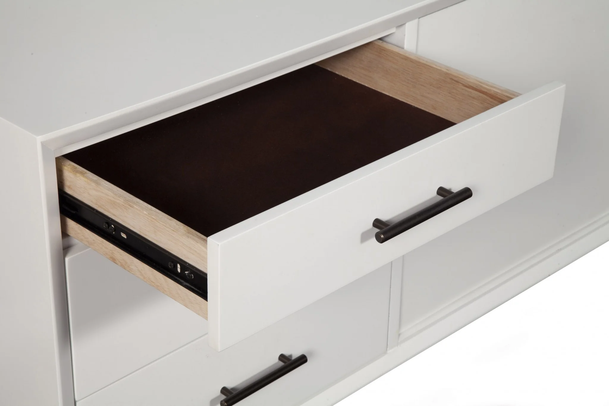 64" White Mahogany Solids Okoume And Veneer Open Shelving TV Stand By Homeroots - Image 7