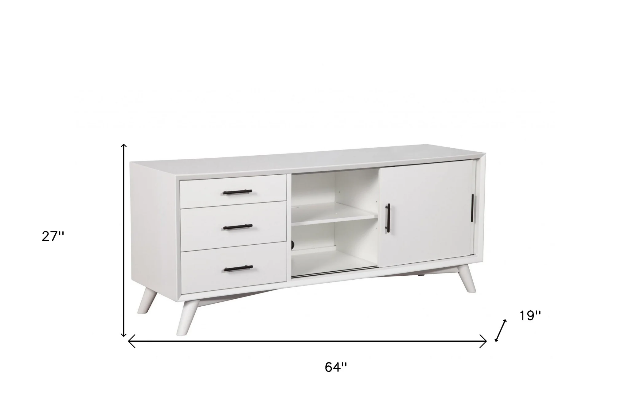 64" White Mahogany Solids Okoume And Veneer Open Shelving TV Stand By Homeroots - Image 9