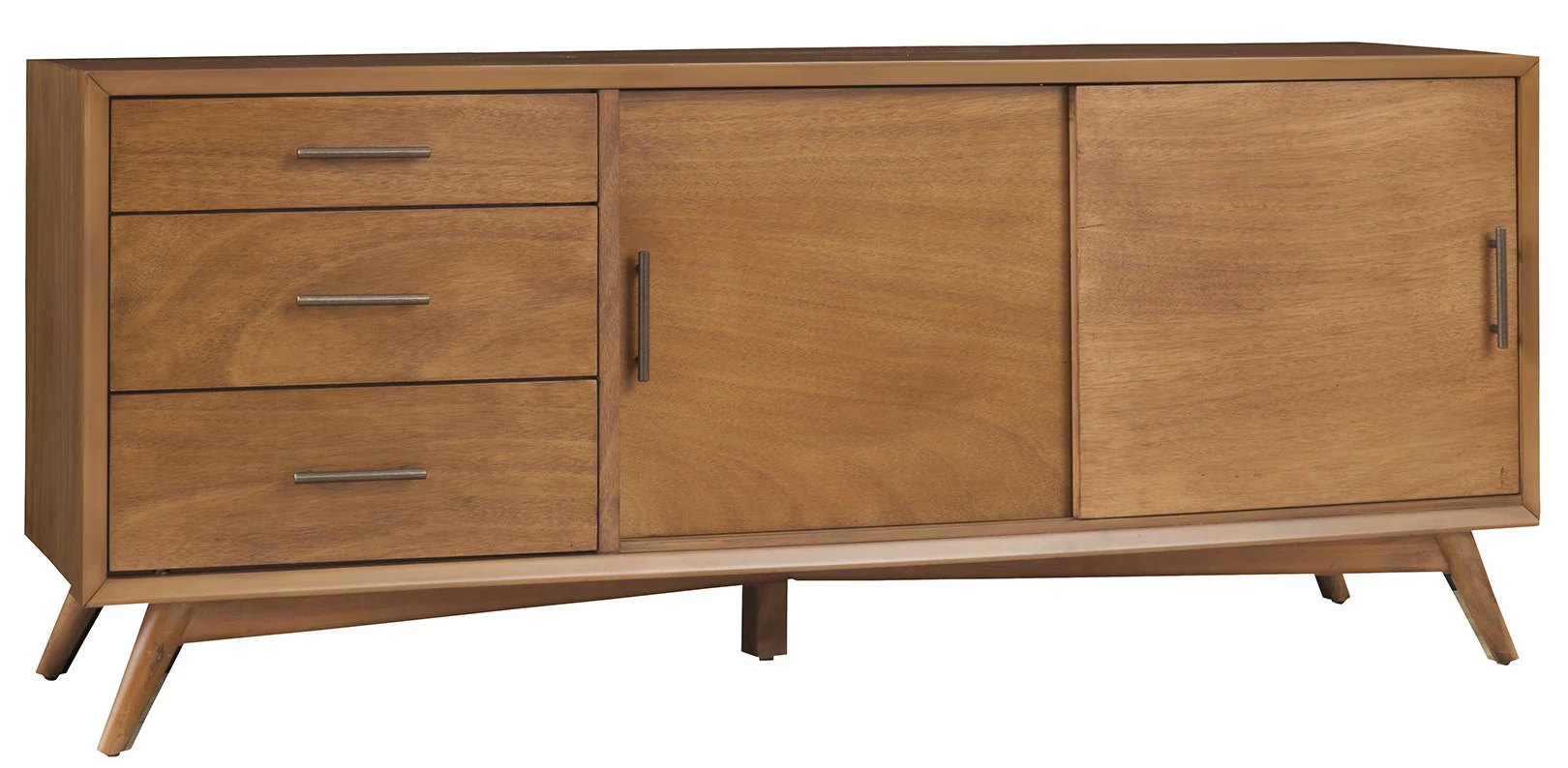 64" Wood Brown Mahogany Solids & Okoume Veneer Open shelving TV Stand By Homeroots - Image 6
