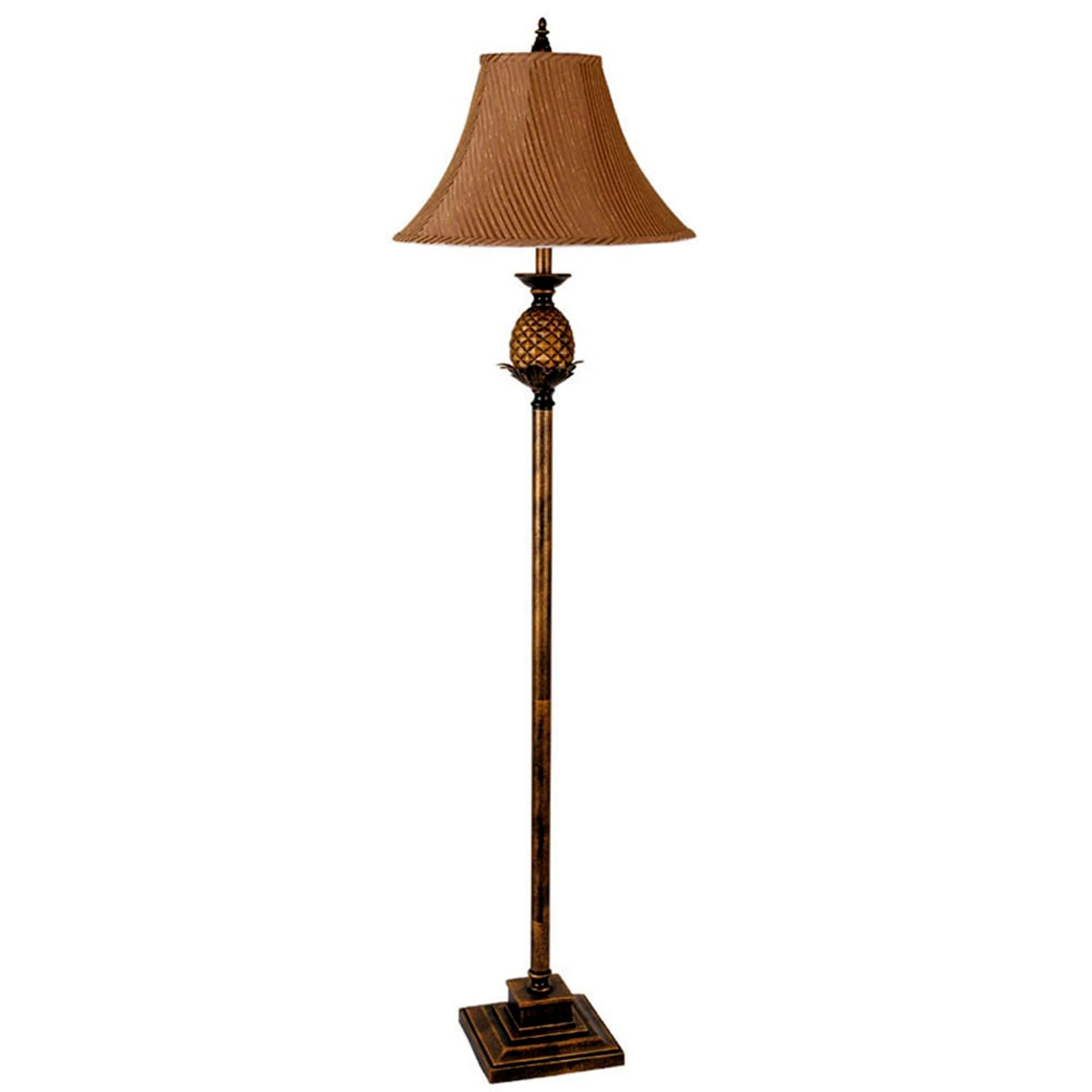 65" Antique Gold And Brown Traditional Pineapple Floor Lamp With Brown Bell Shade By Homeroots - Image 5